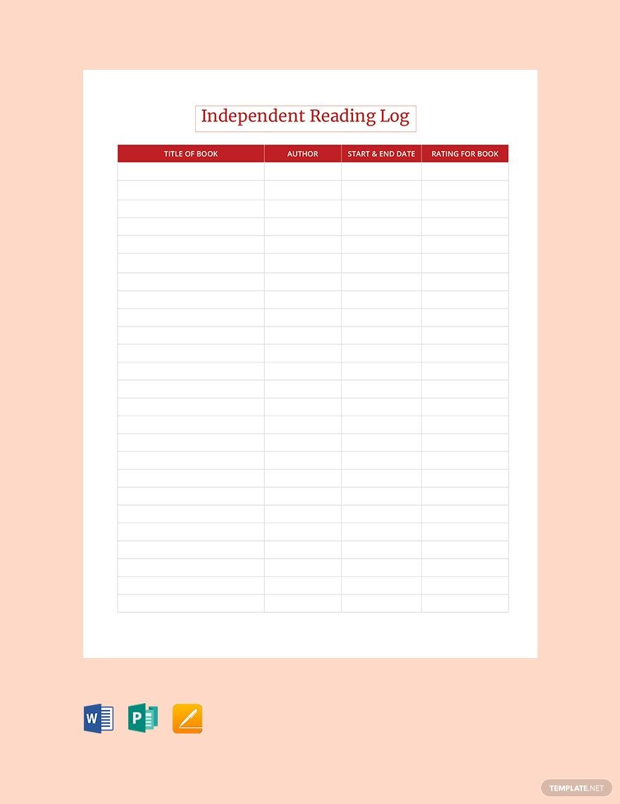 Free Blank Independent Reading Log Template