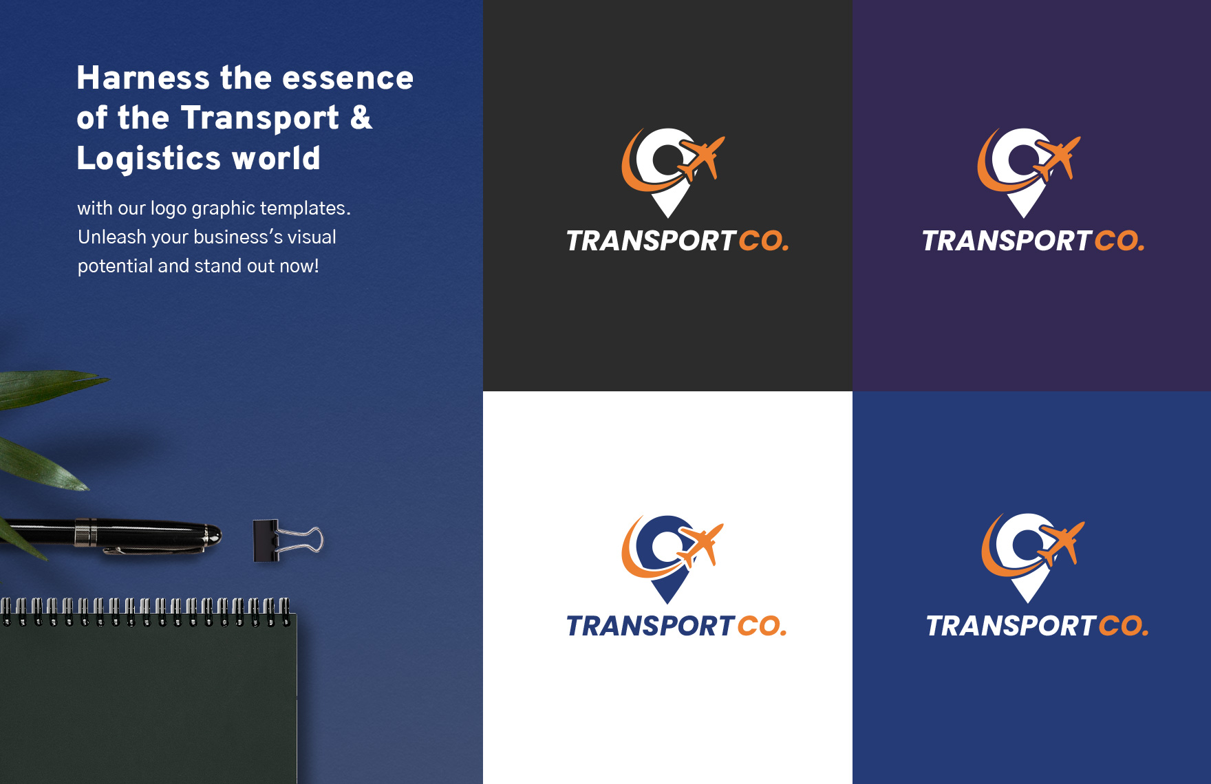 Transport and Logistics Air Cargo Logo with Airplane Icon Template