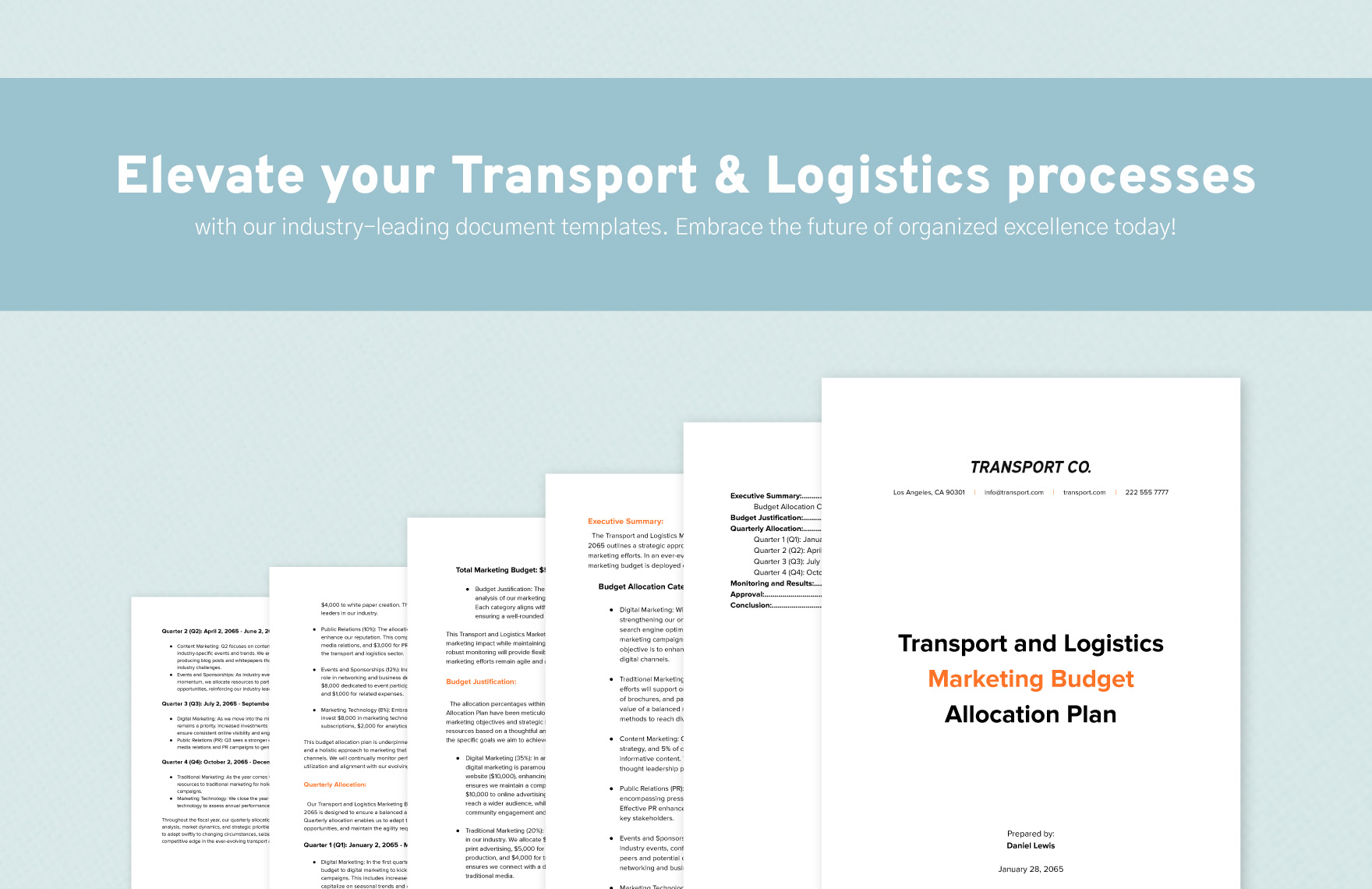 Transport and Logistics Marketing Budget Allocation Plan Template