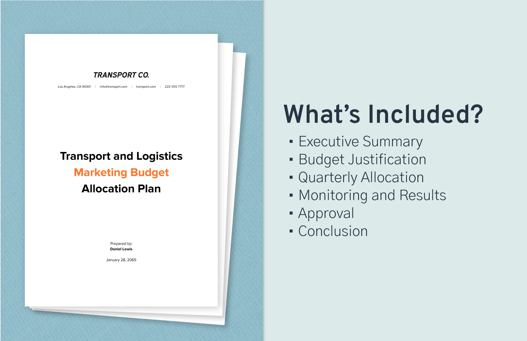 Transport and Logistics Marketing Budget Allocation Plan Template