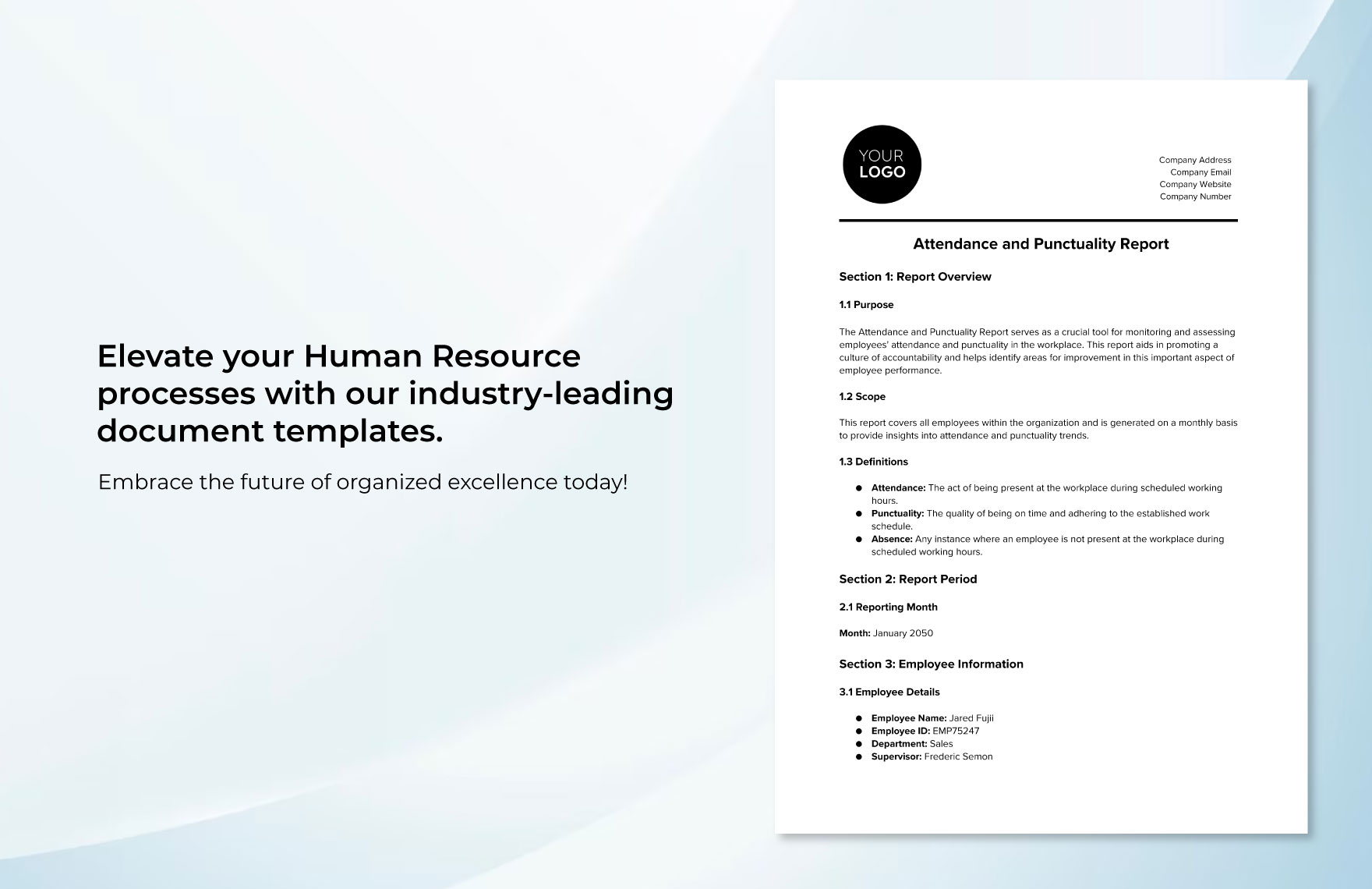 Attendance and Punctuality Report HR Template