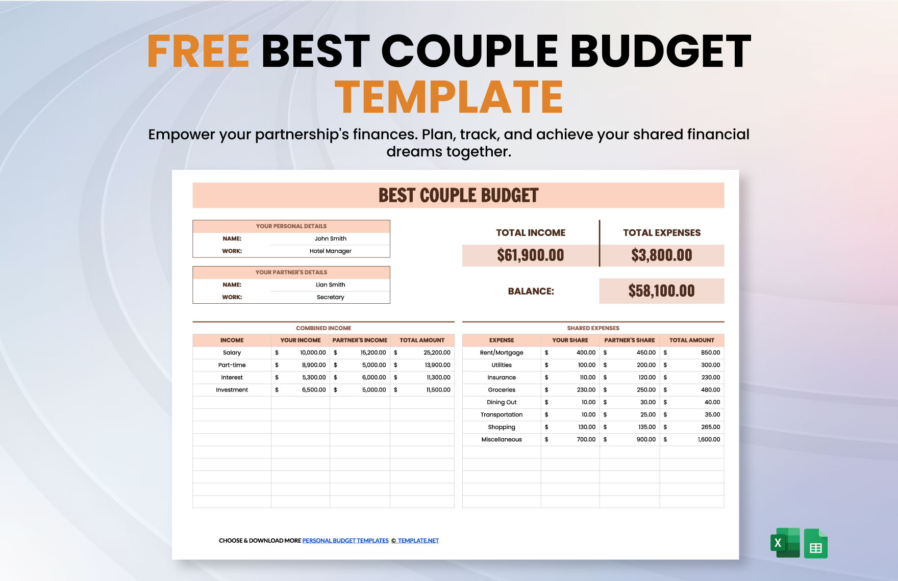 Best Couple Budget Template
