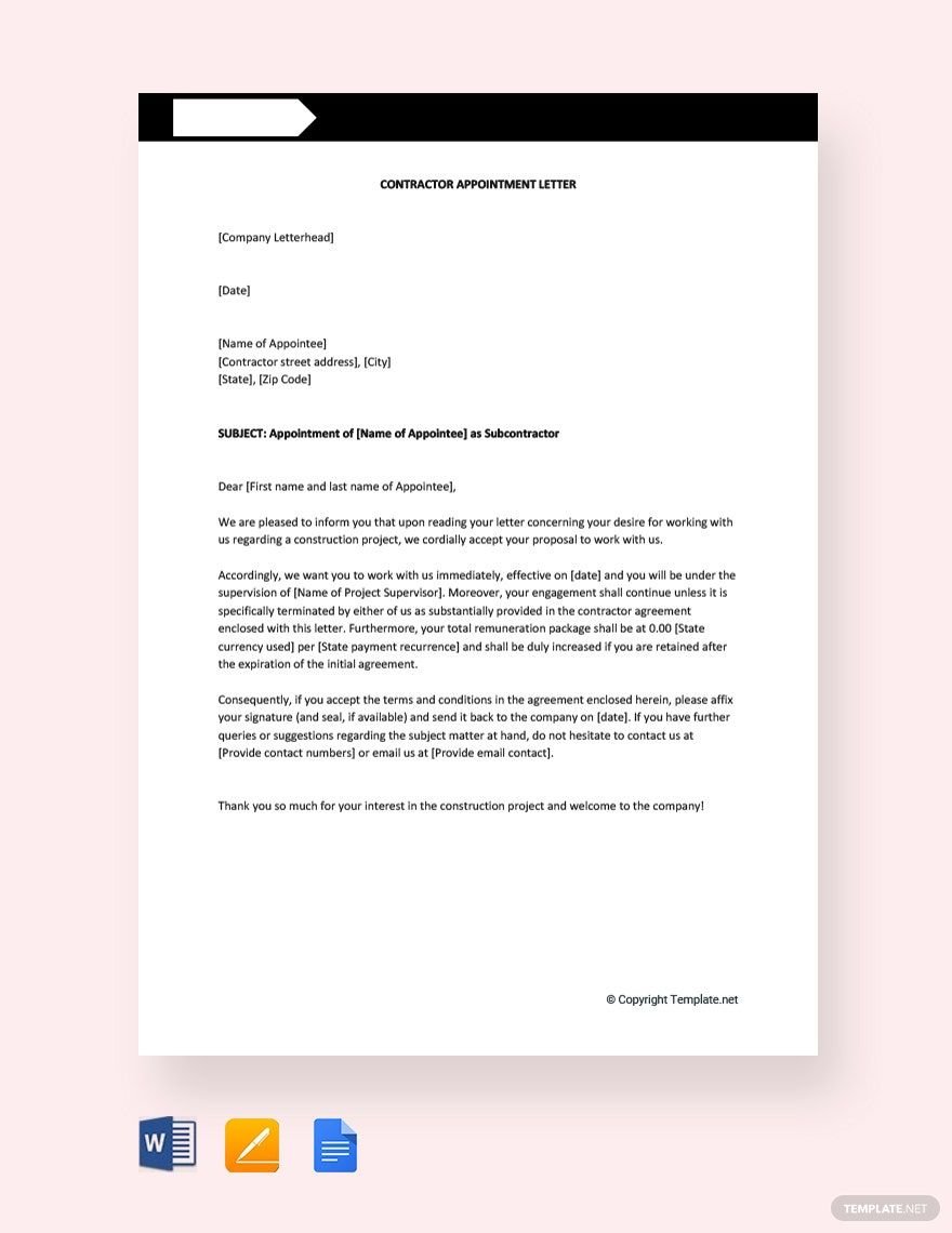 Contractor Appointment Letter