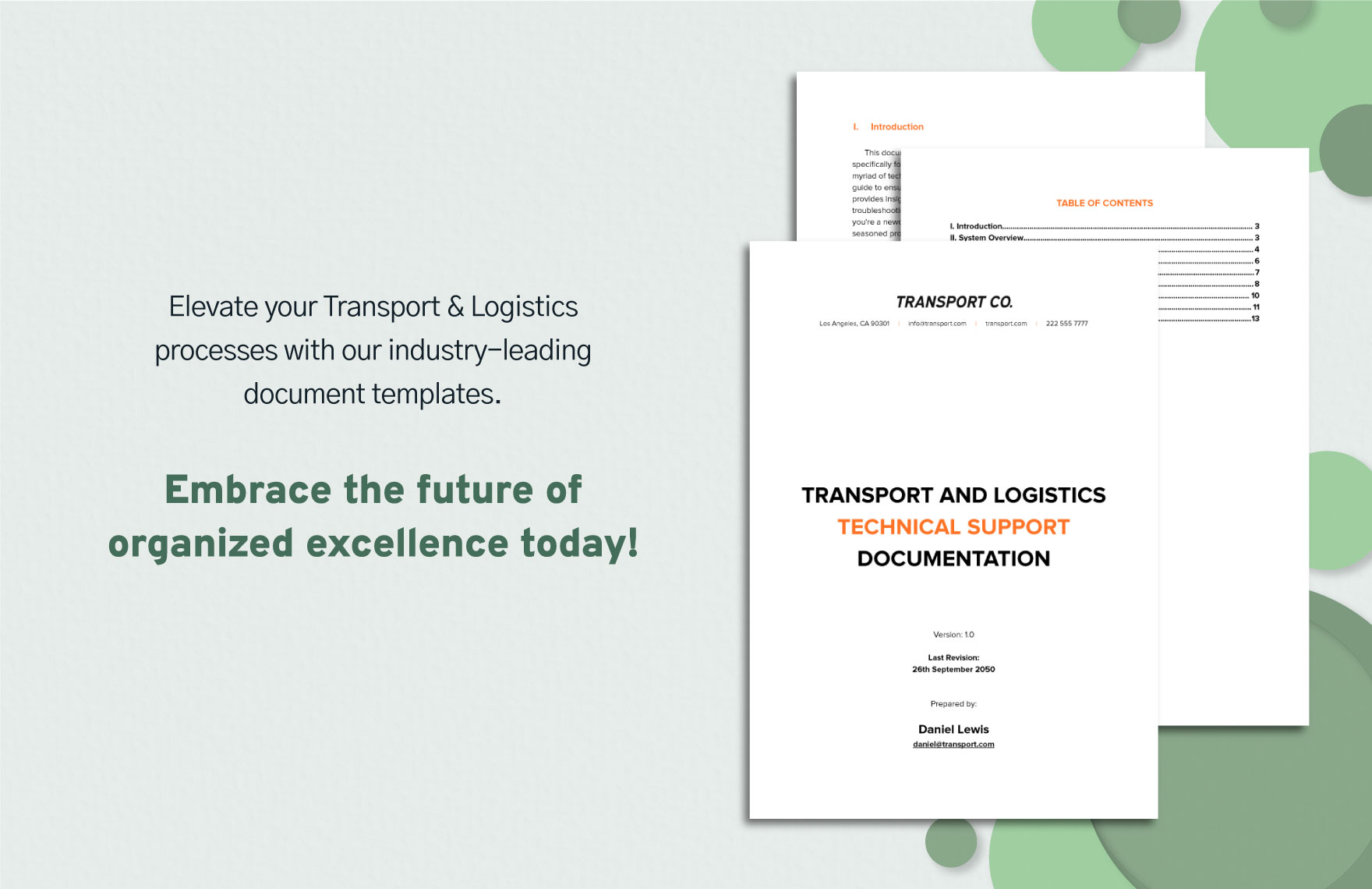 Transport and Logistics Technical Support Documentation Template