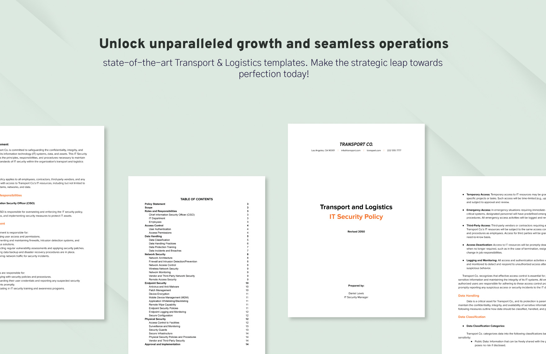 Transport and Logistics IT Security Policy Template