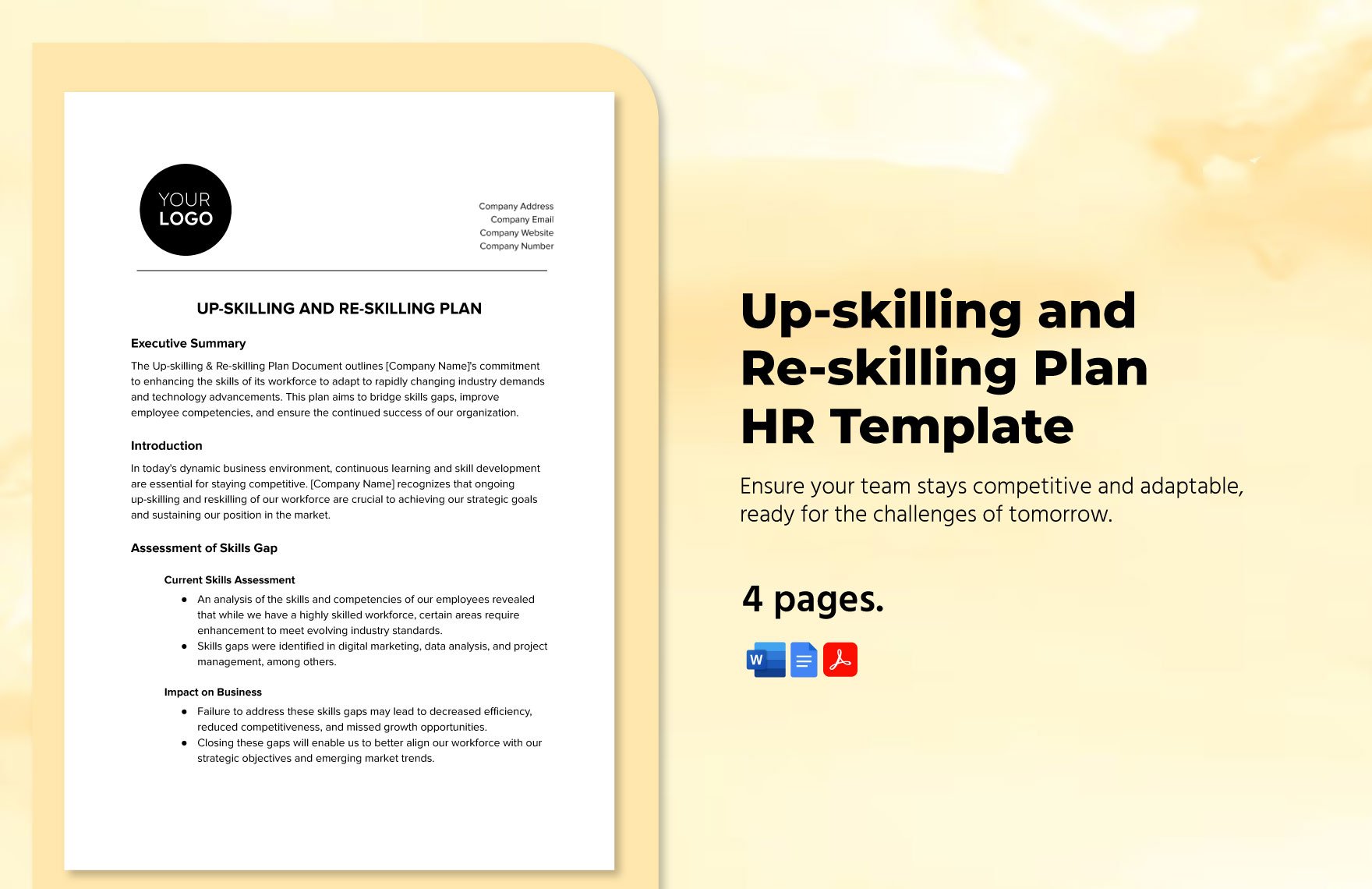 Up-skilling & Re-skilling Plan HR Template in Word, Google Docs, PDF