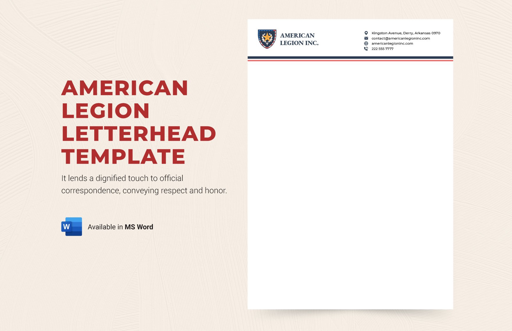 Free American Legion Letterhead Template in Word, PDF