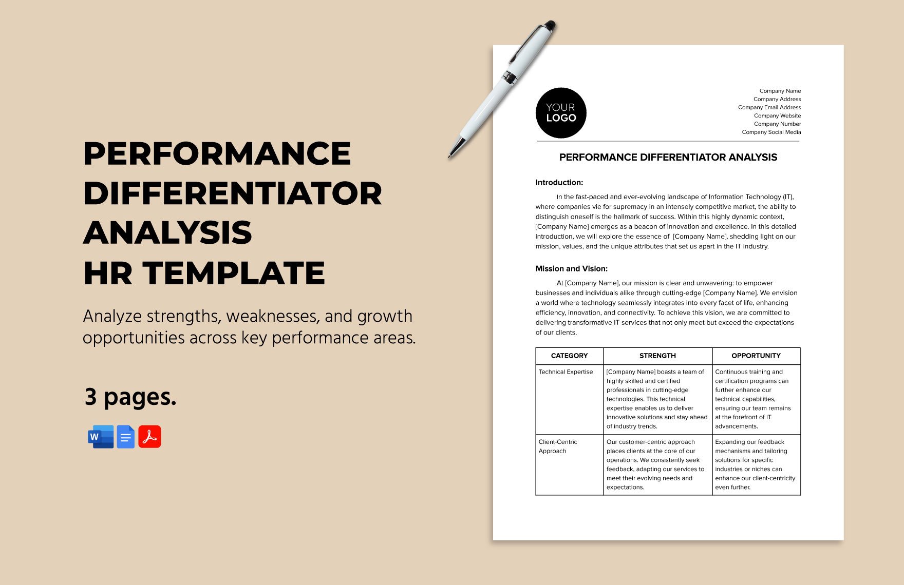 Performance Differentiator Analysis HR Template