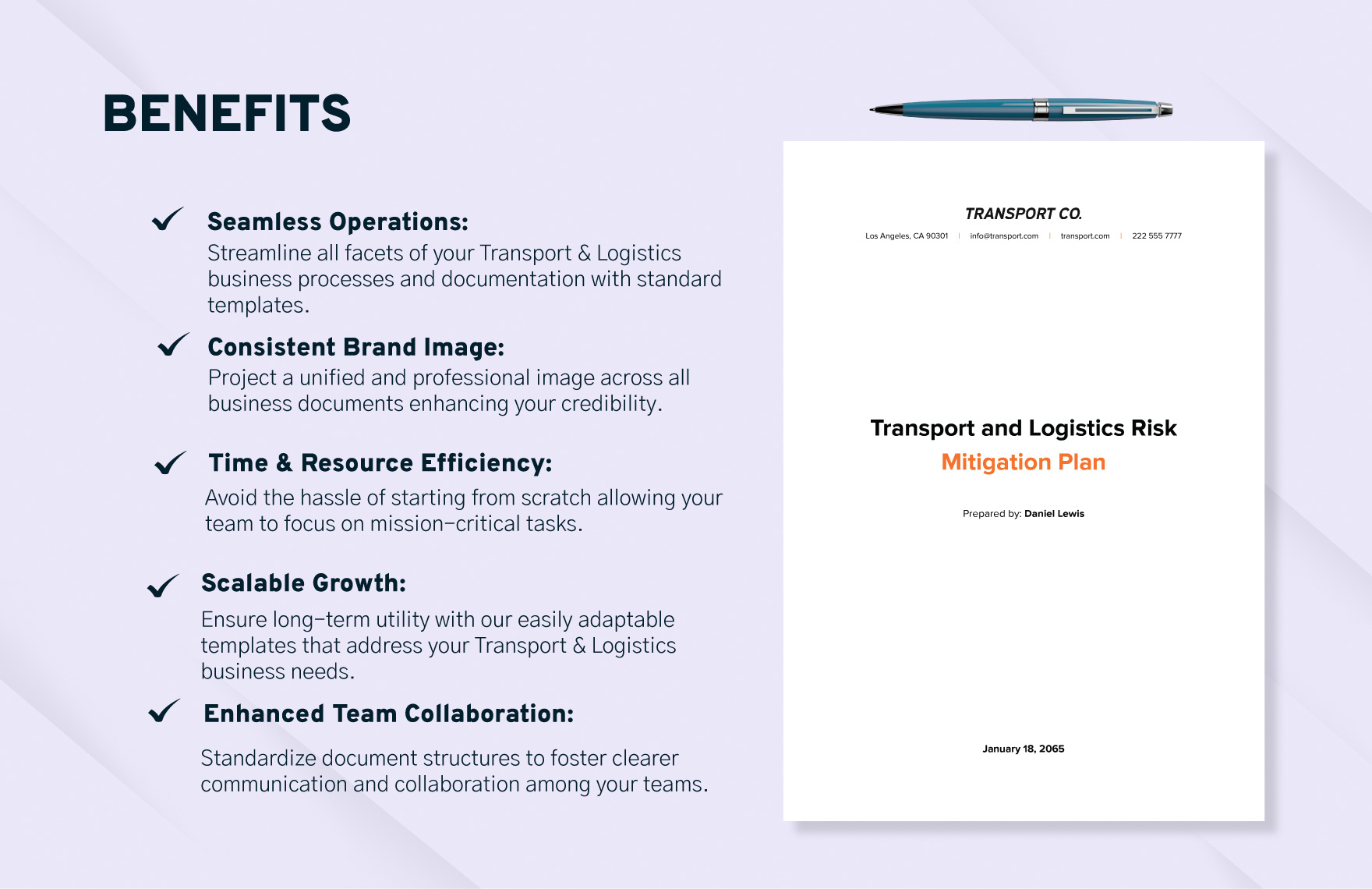 Transport and Logistics Risk Mitigation Plan Template