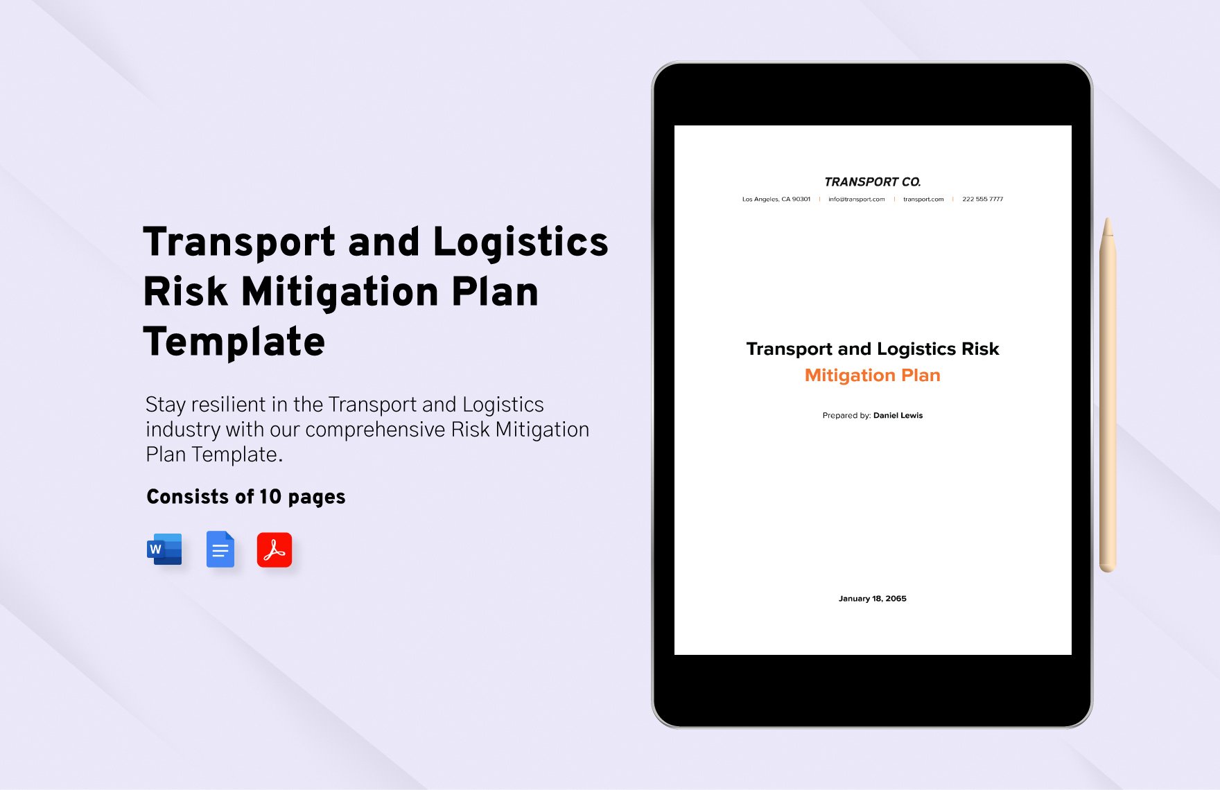 Transport and Logistics Risk Mitigation Plan Template