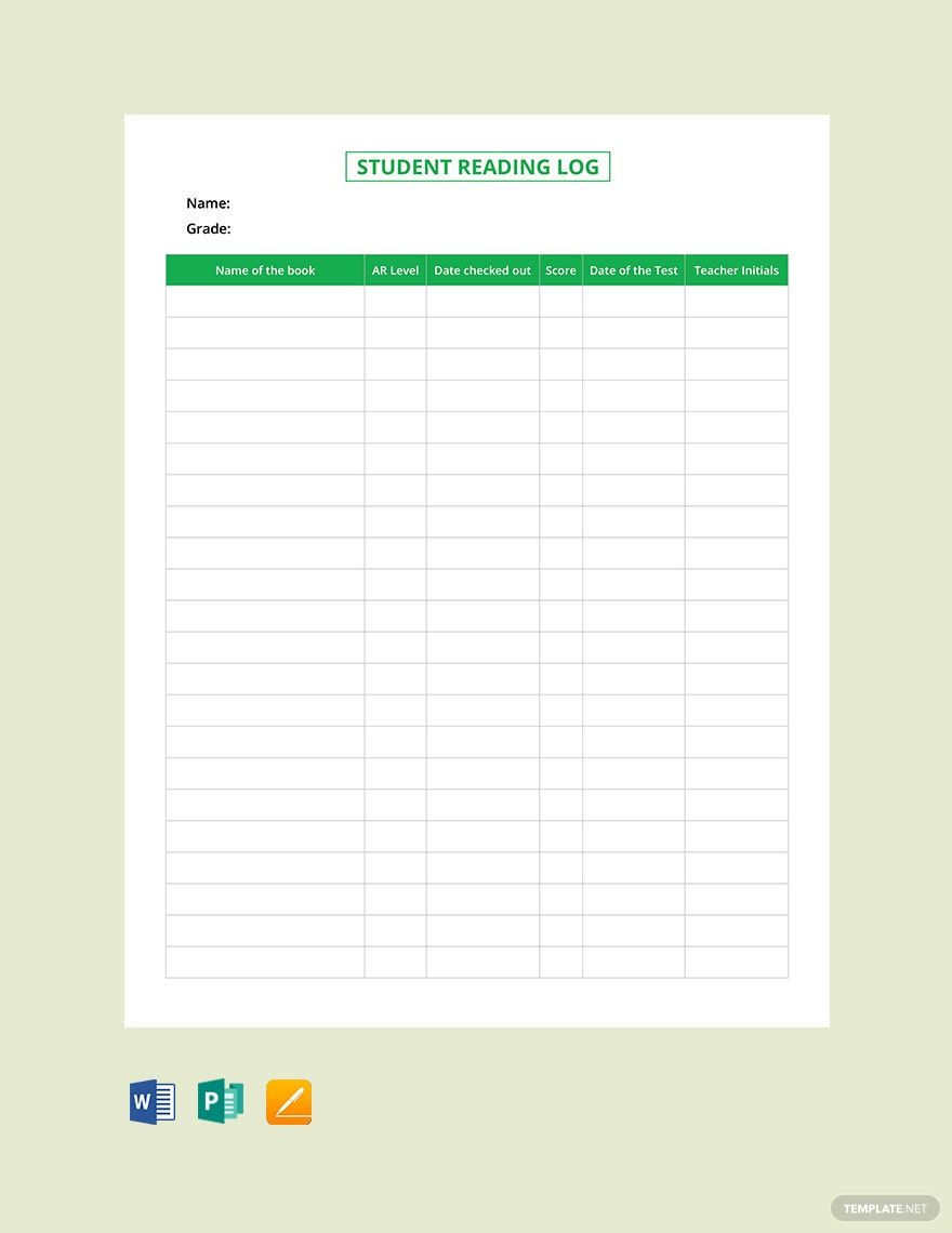 Simple Reading Log Template
