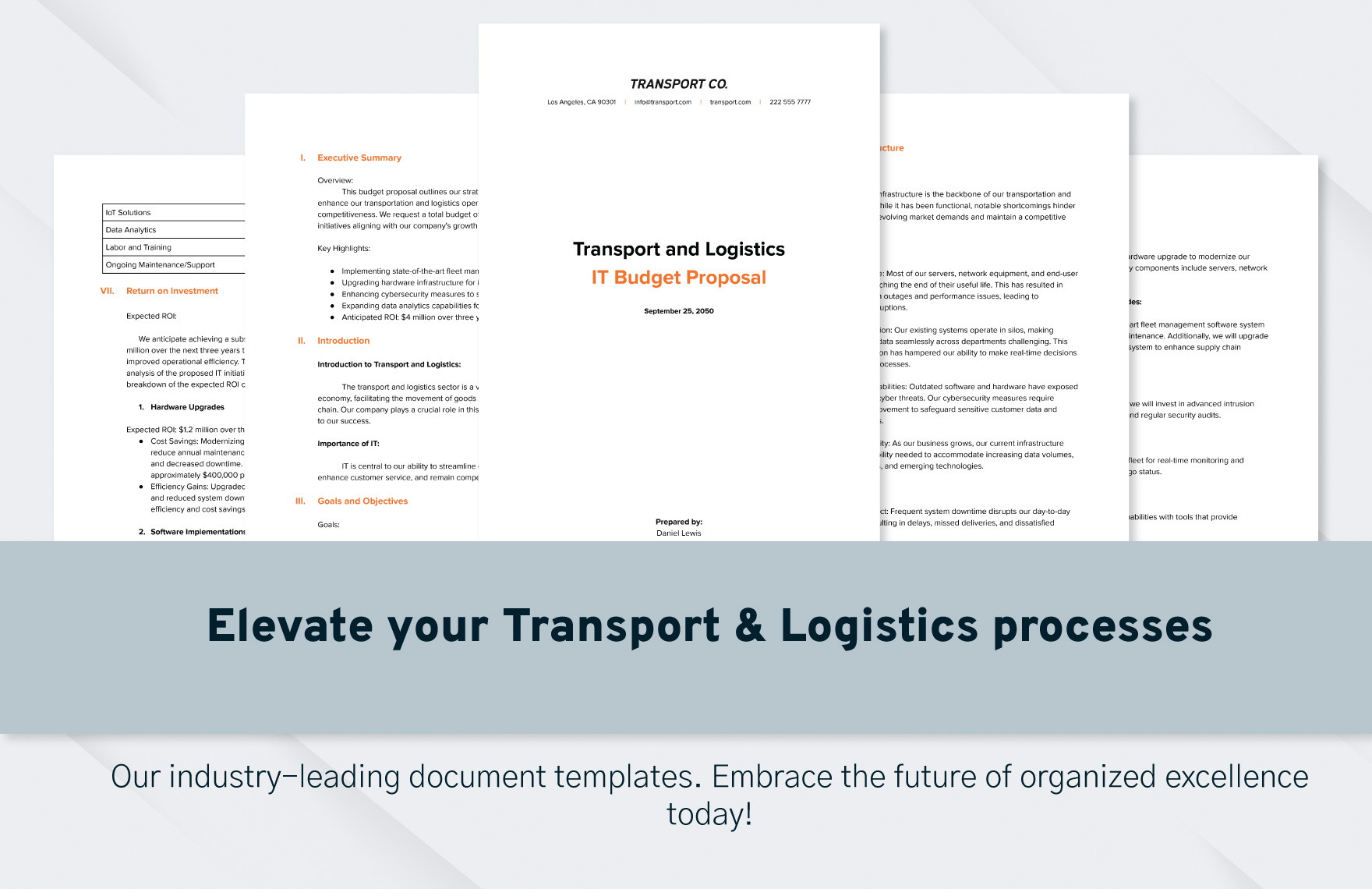 Transport and Logistics IT Budget Proposal Template