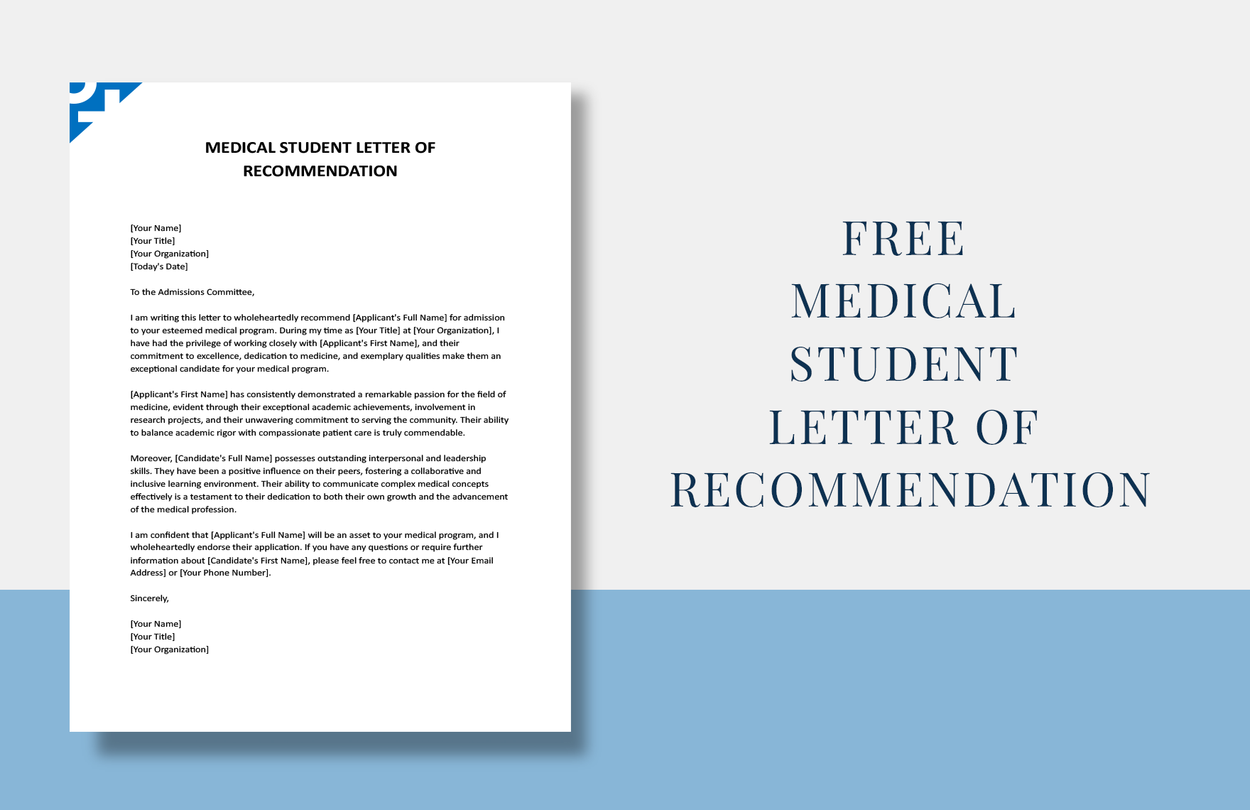 Medical Student Letter Of Recommendation
