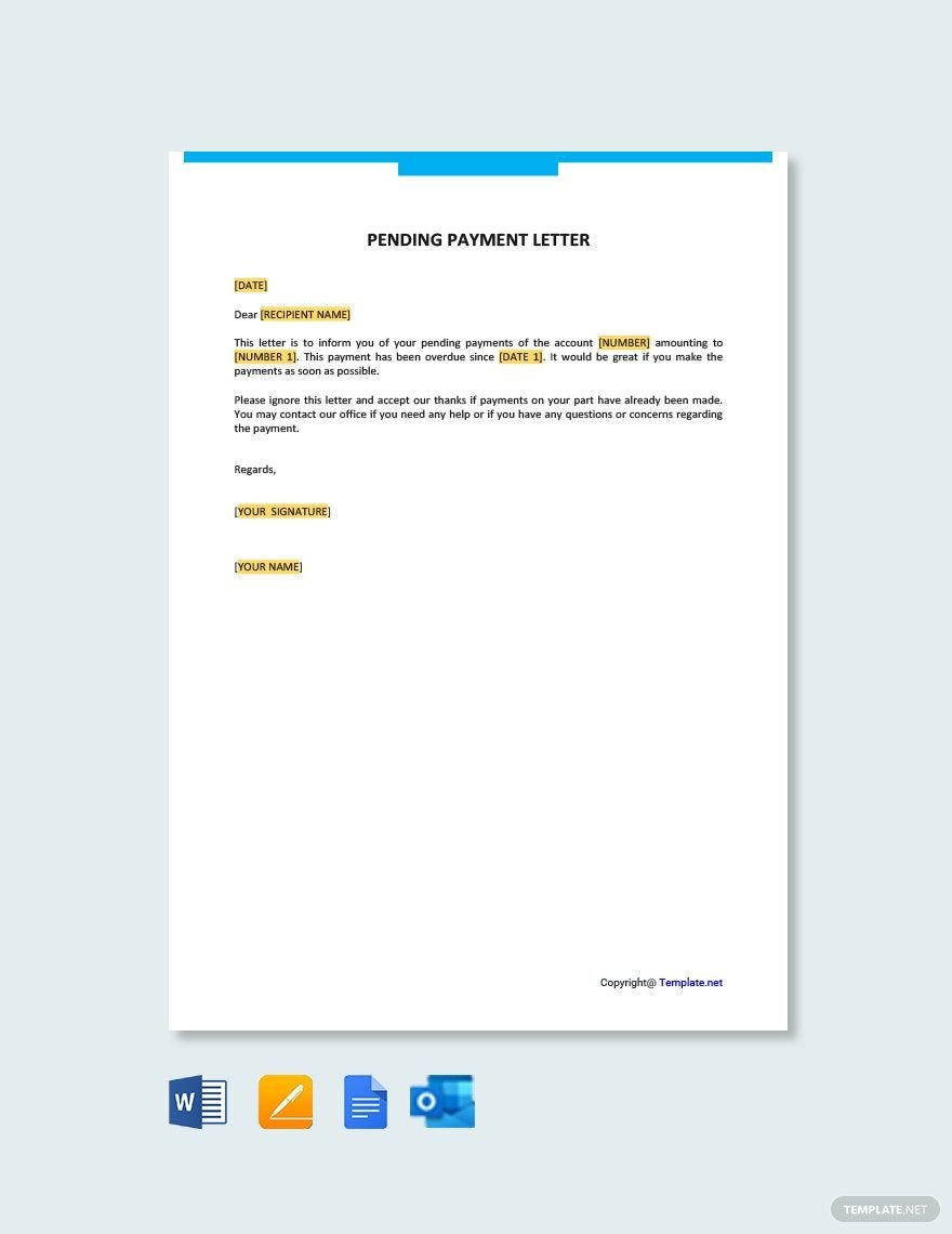 Pending Payment Letter Template