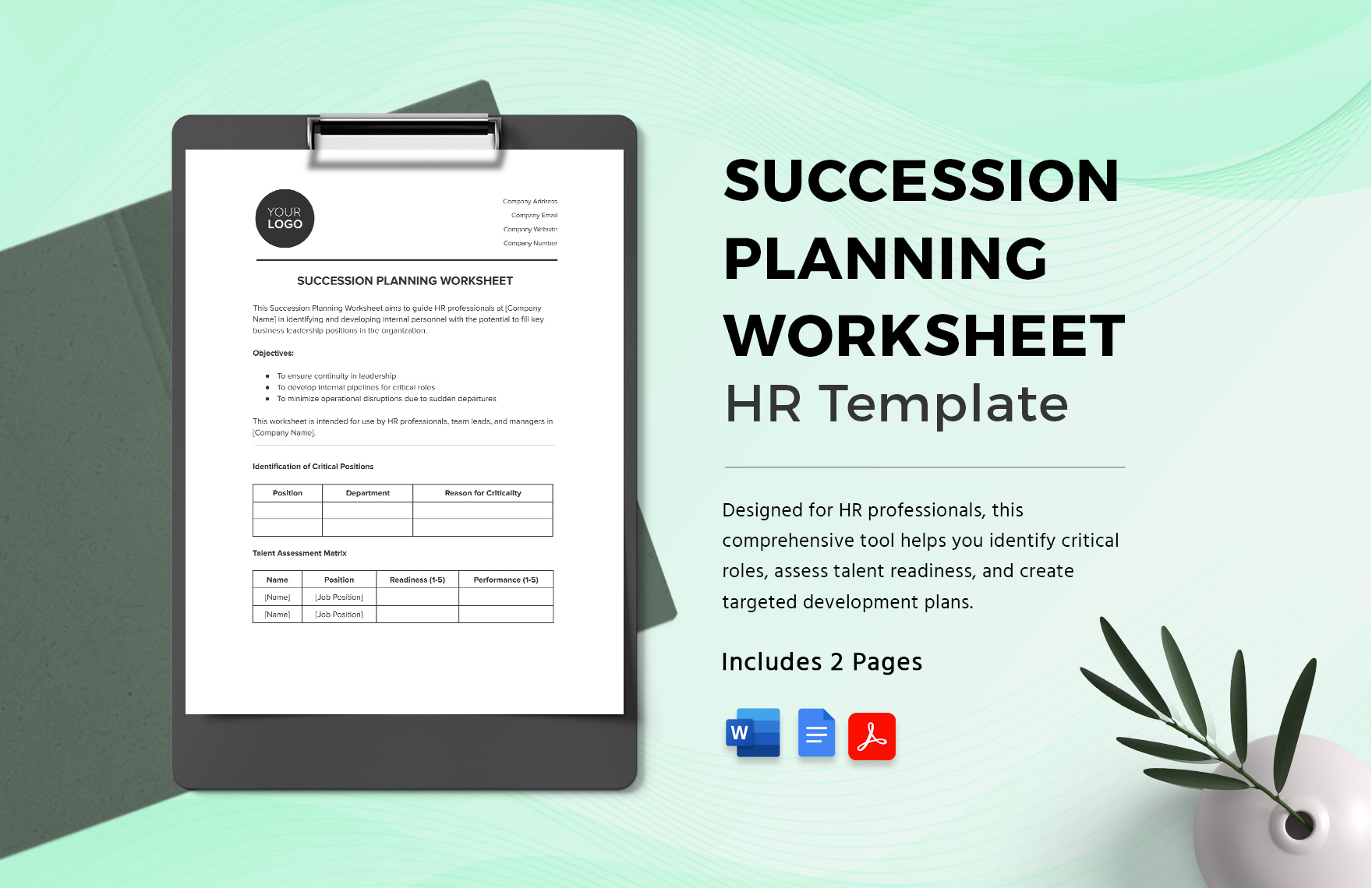 Succession Planning Worksheet HR Template in Word, Google Docs, PDF