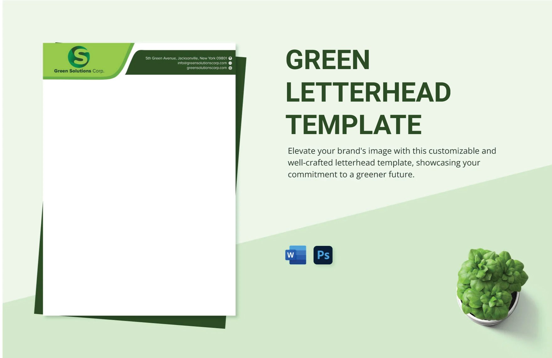 Free Green Letterhead Template in Word, PDF, PSD