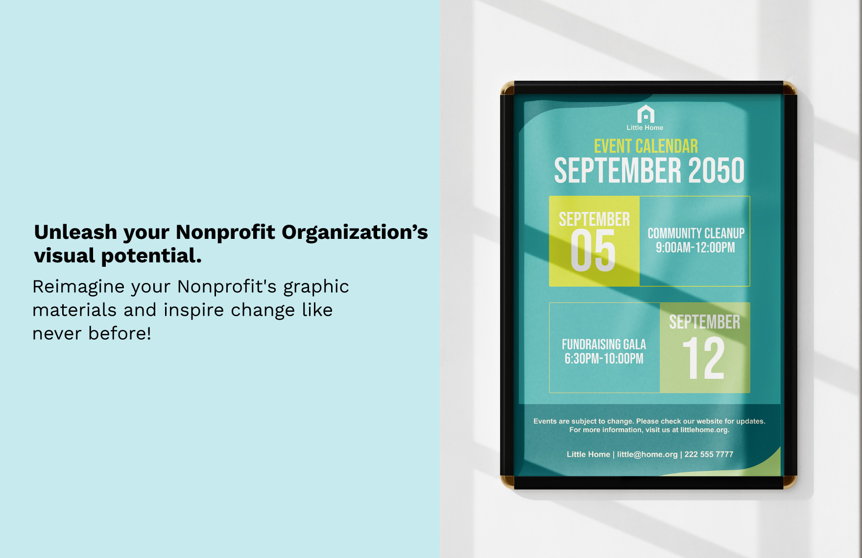 Nonprofit Organization Events Calendar Signage Template