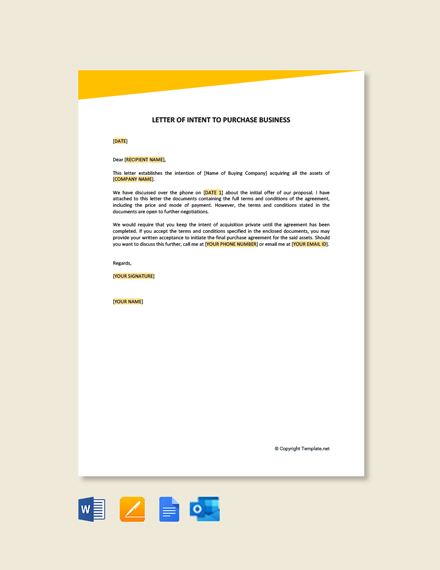 Free letter of intent to purchase business Free letter of intent to purchase business