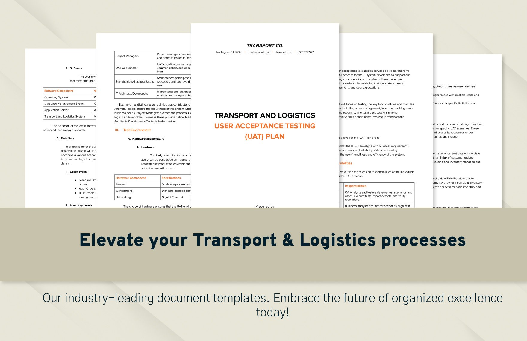 Transport and Logistics User Acceptance Testing (UAT) Plan Template