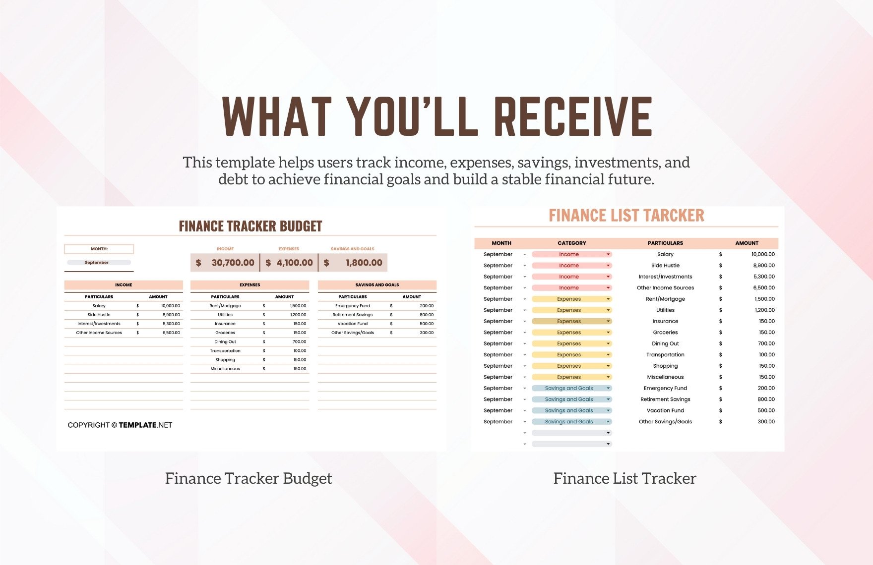 Finance Tracker Budget Template
