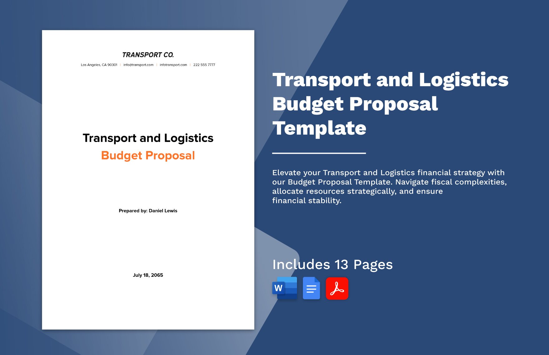 Transport and Logistics Budget Proposal Template