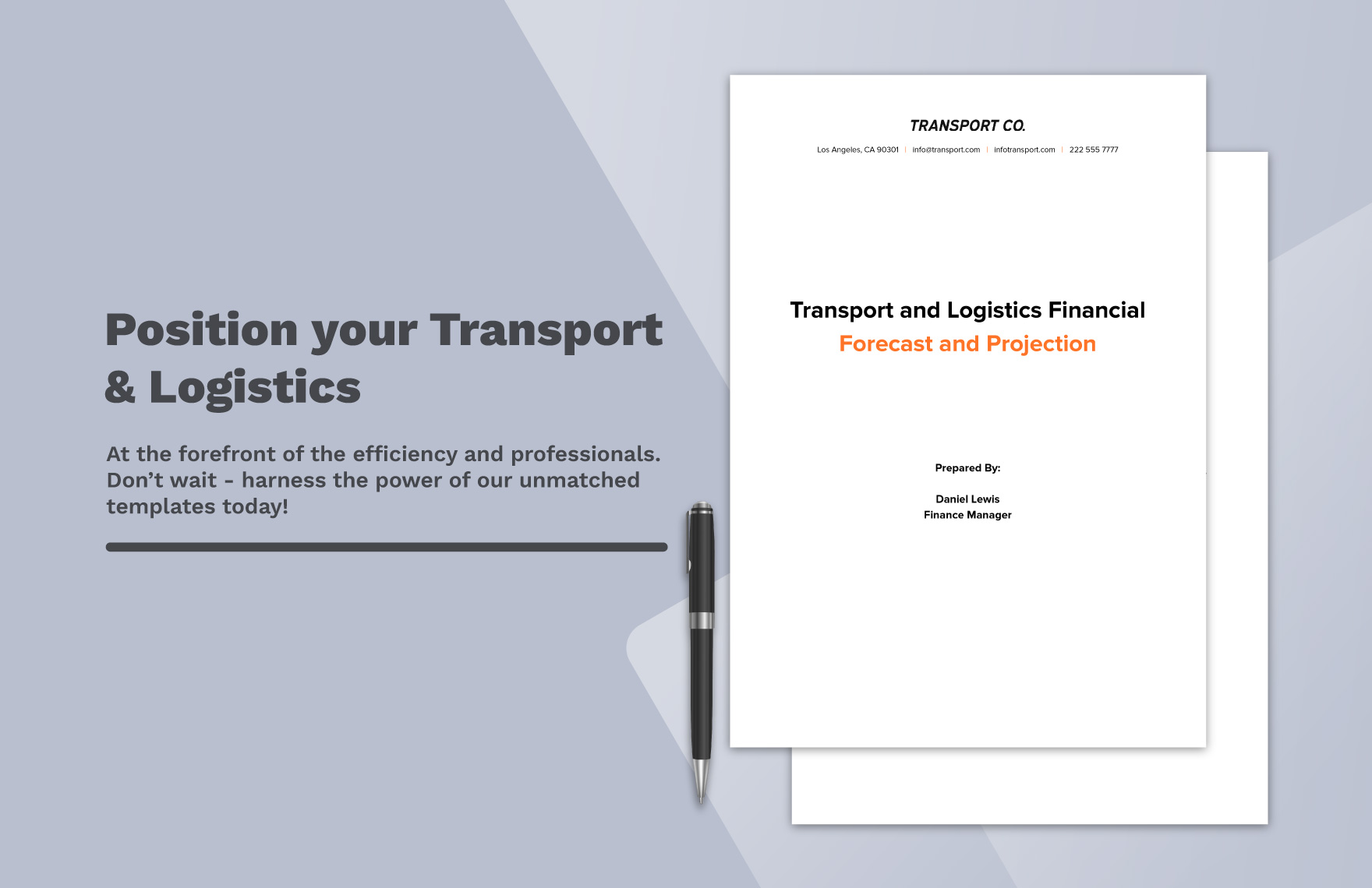 Transport and Logistics Financial Forecast and Projection Template
