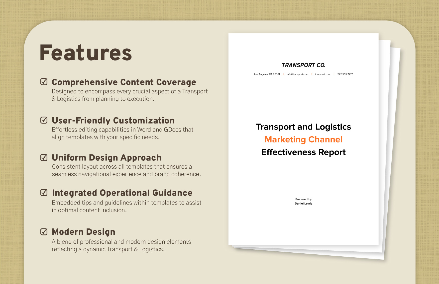 Transport and Logistics Marketing Channel Effectiveness Report Template