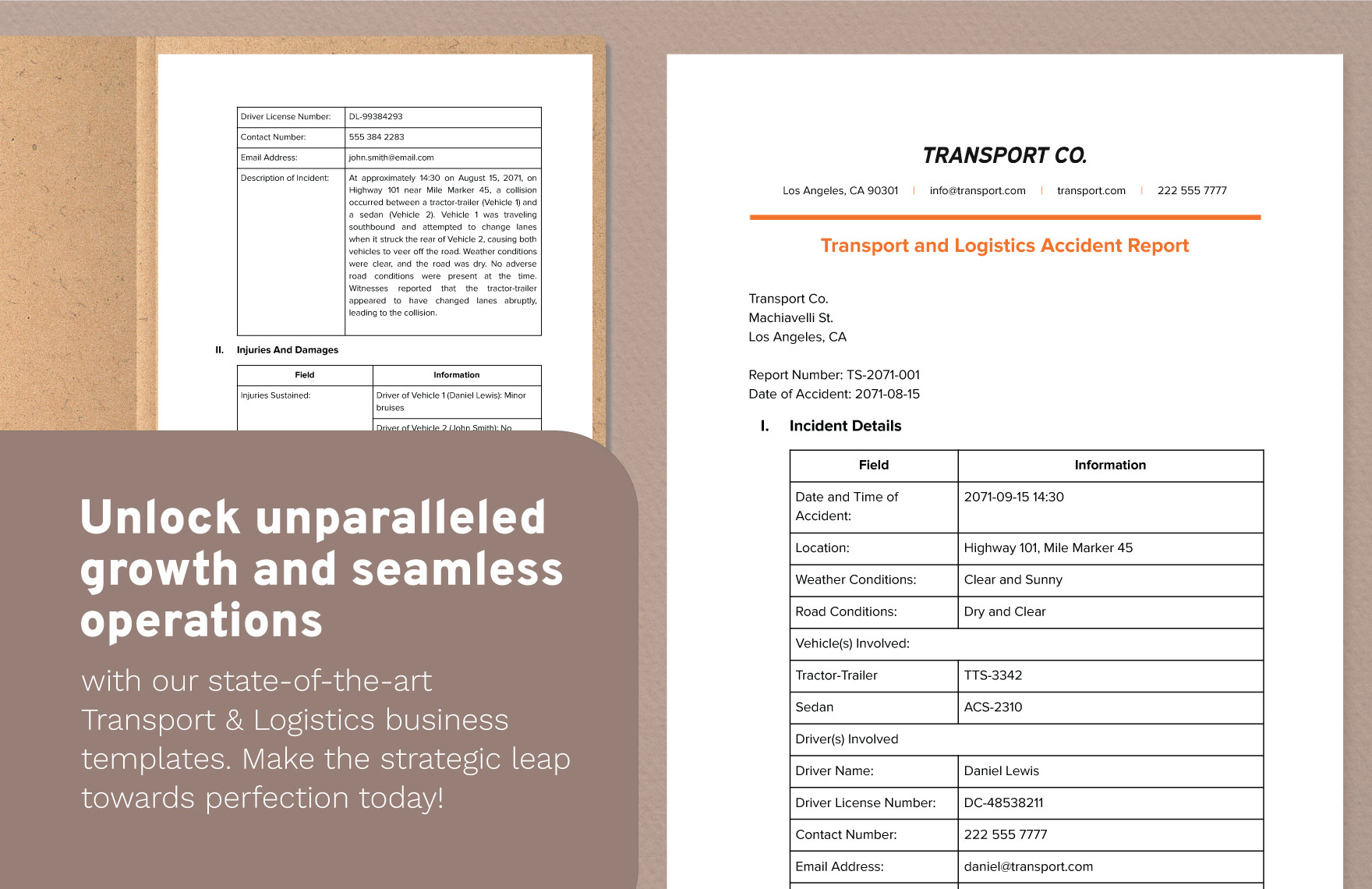 Transport and Logistics Accident Report Template
