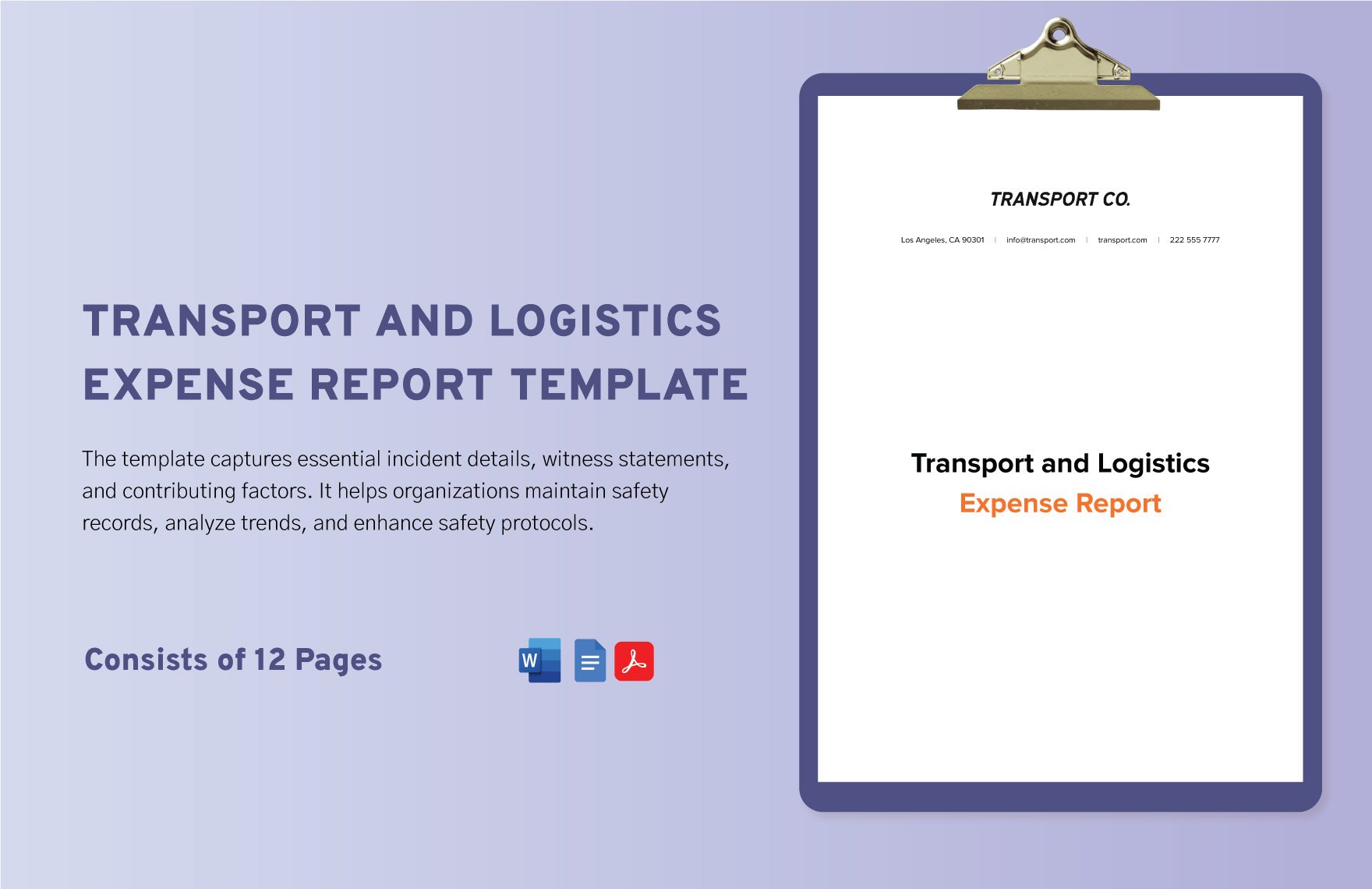Transport and Logistics Expense Report Template