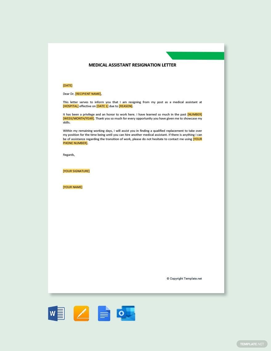 Free Medical Assistant Resignation Letter Template