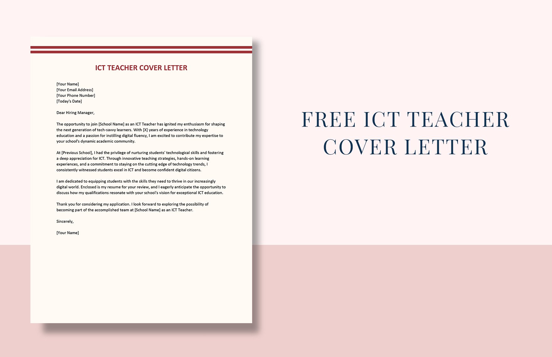 ICT Teacher Cover Letter