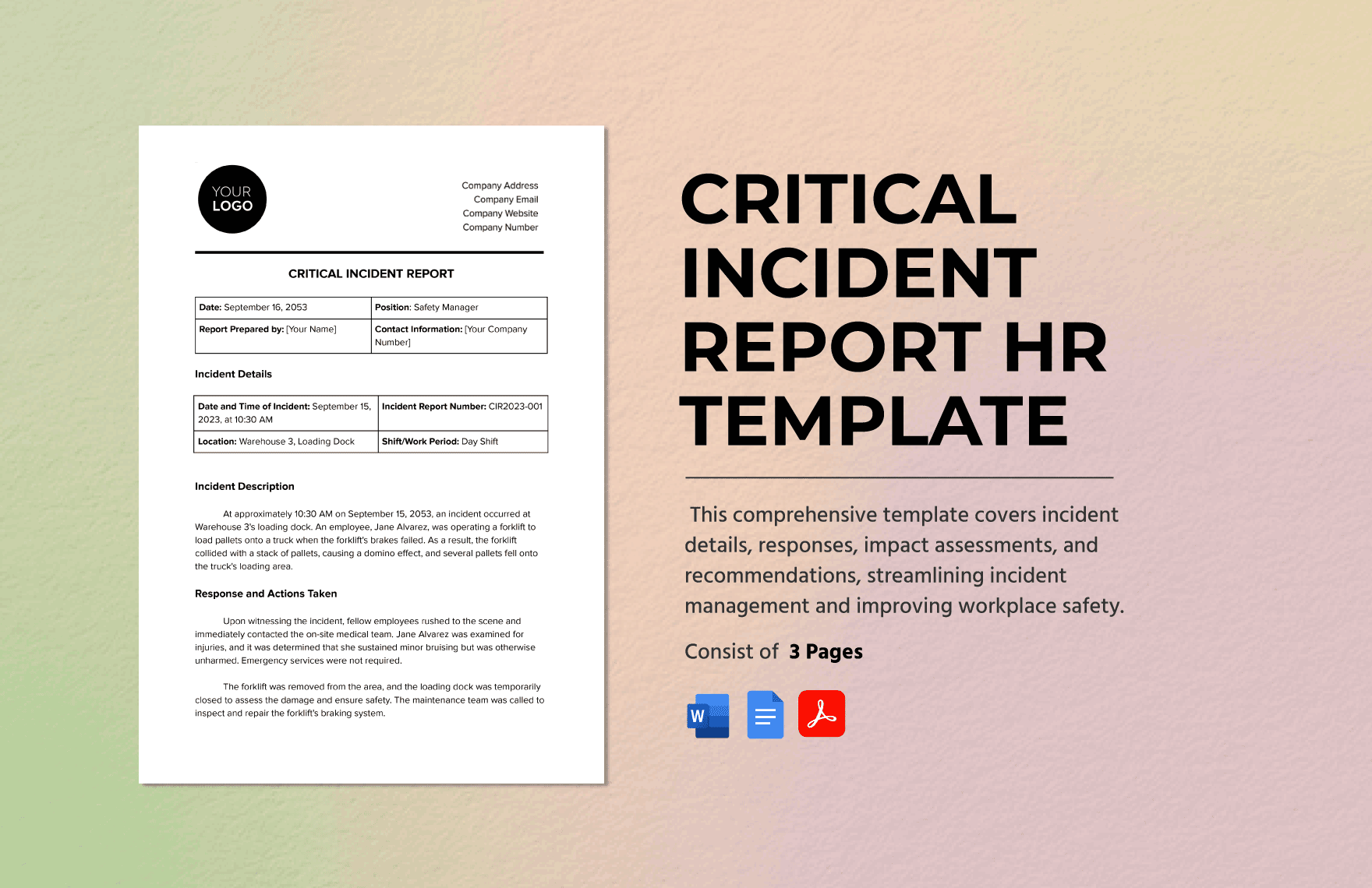 Critical Incident Report HR Template