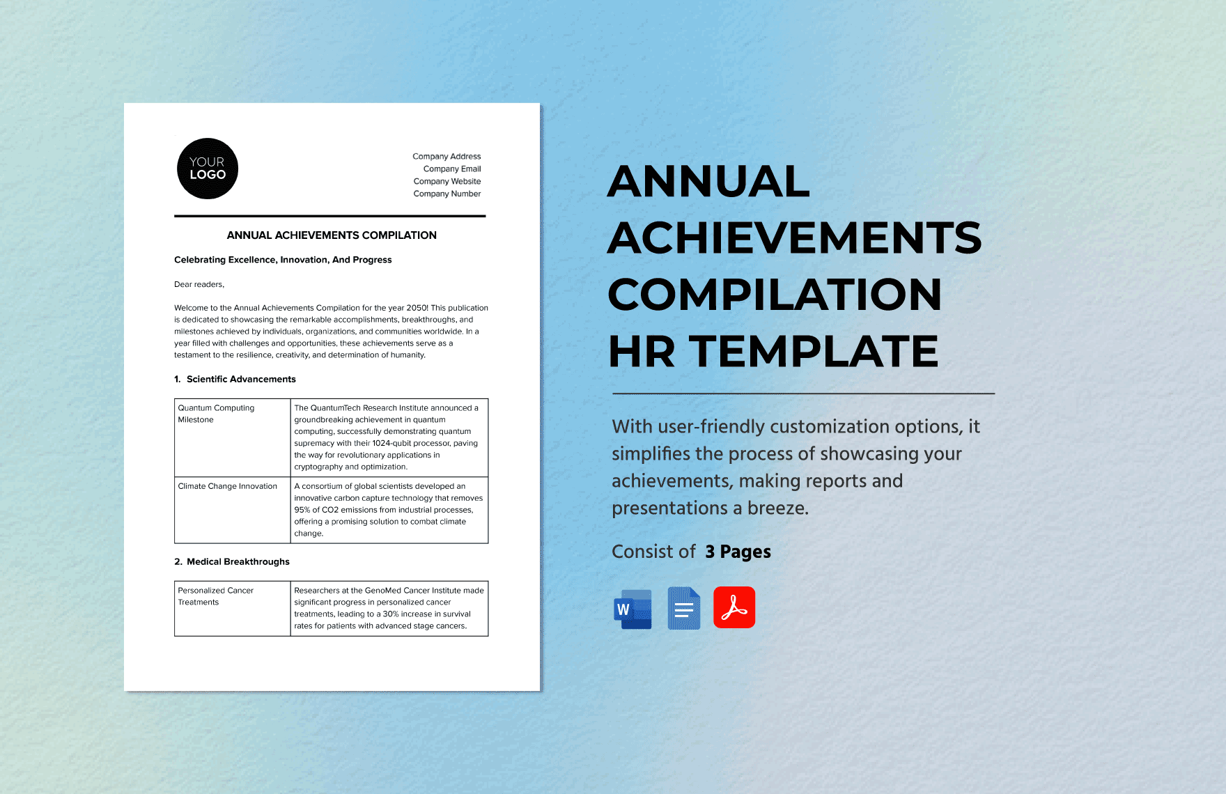 Annual Achievements Compilation HR Template in Word, Google Docs, PDF