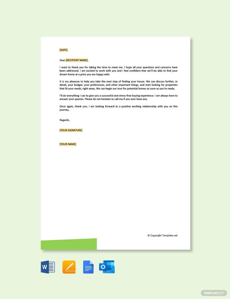 Free Real Estate Thank You Letter to Buyer in Word, Google Docs, PDF, Apple Pages, Outlook