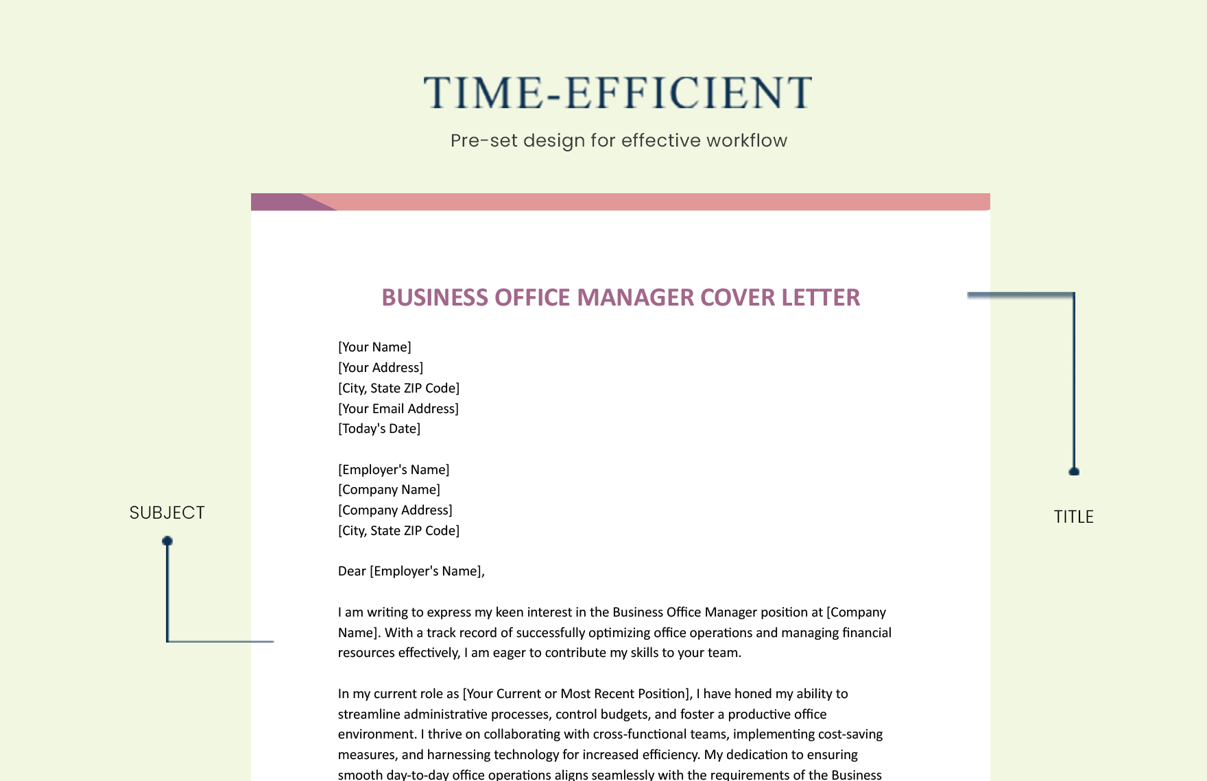Business Office Manager Cover Letter