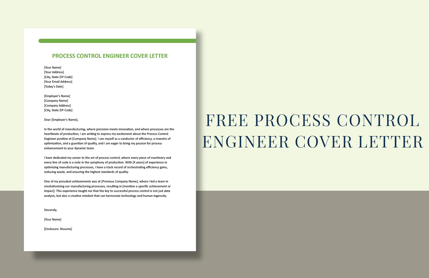 Process Control Engineer Cover Letter