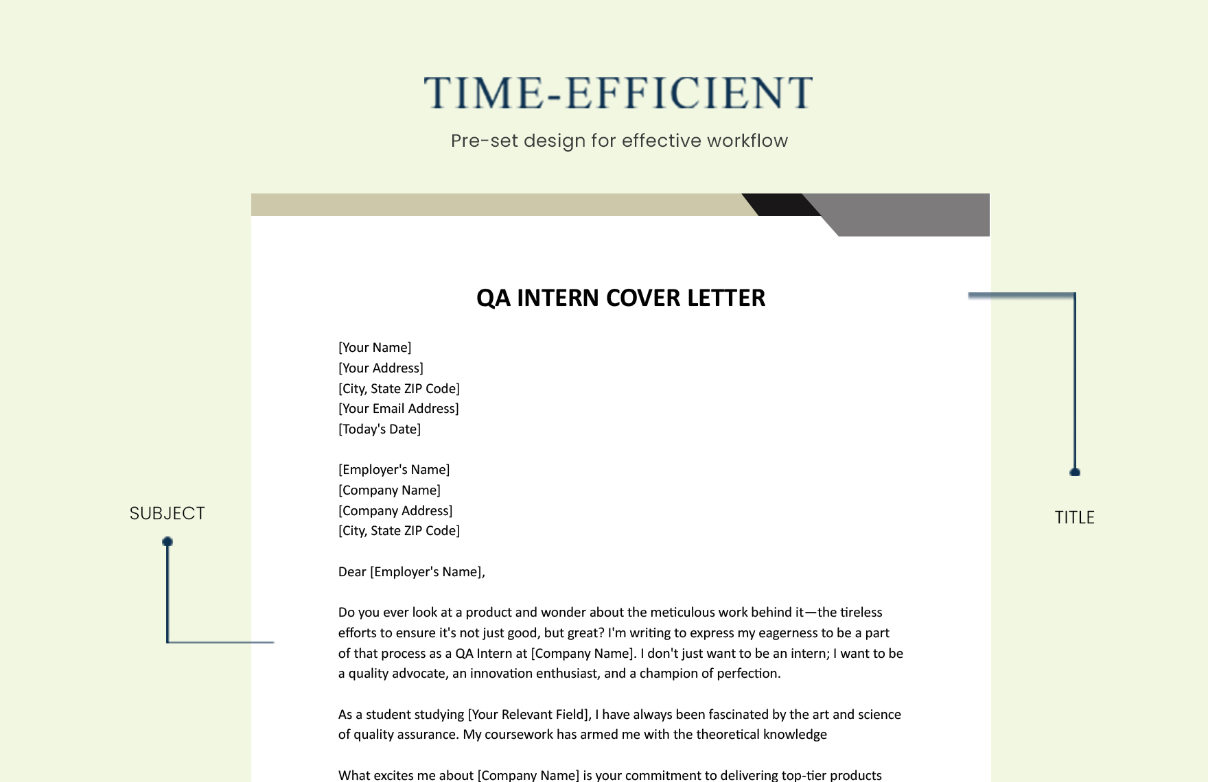 QA Intern Cover Letter