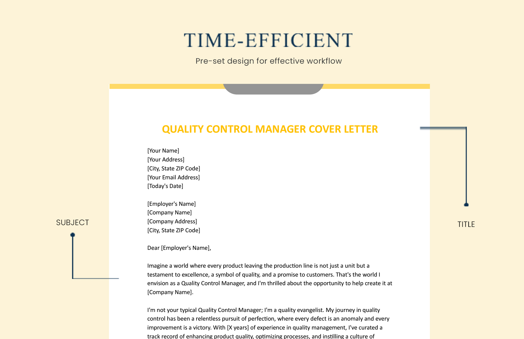 Quality Control Manager Cover Letter