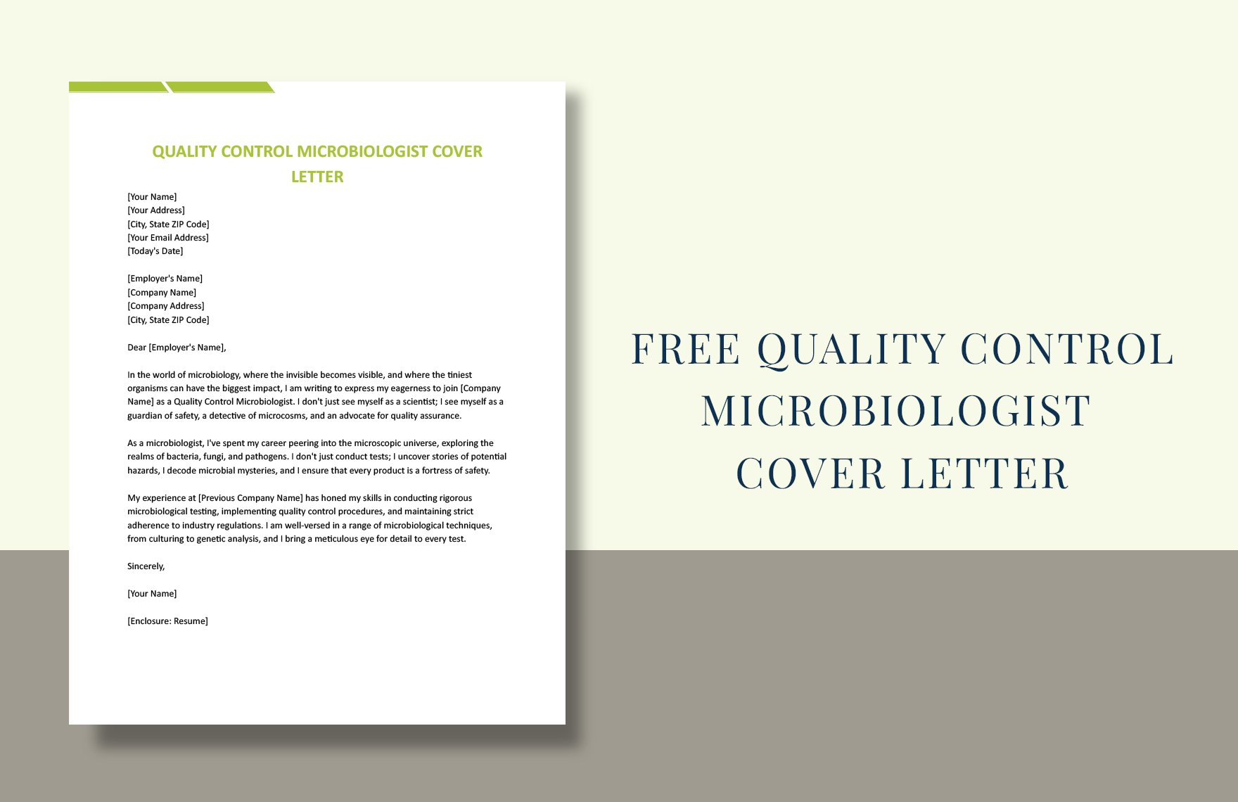 Quality Control Microbiologist Cover Letter