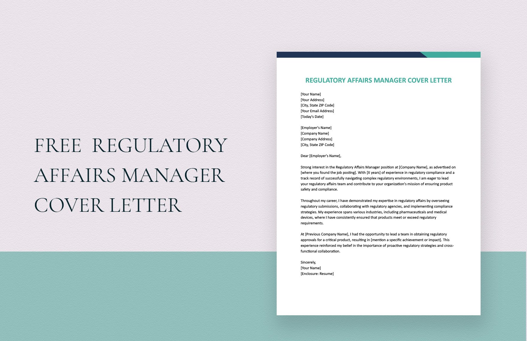 Regulatory Affairs Manager Cover Letter