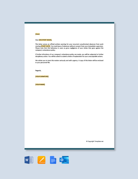 12+ FREE Verbal Warning Letter Templates [Edit & Download] | Template.net