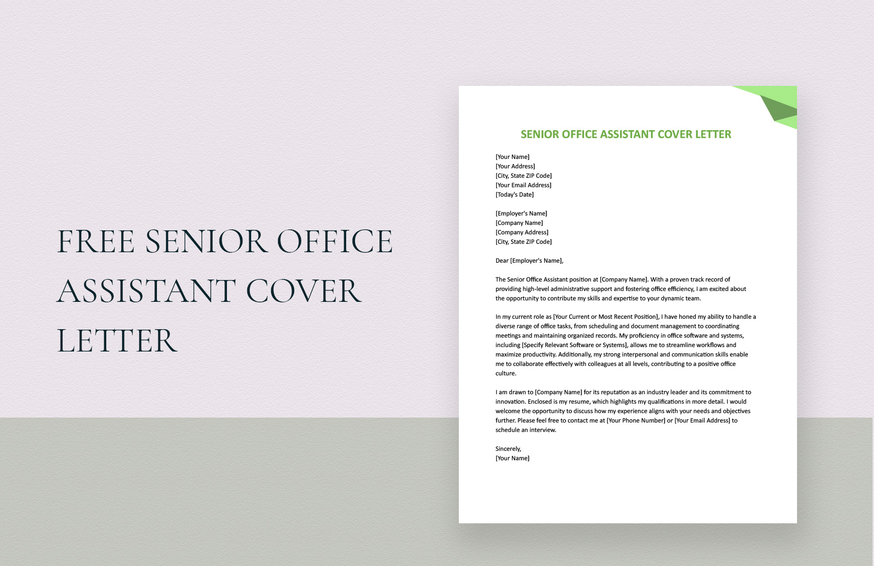 Senior Office Assistant Cover Letter