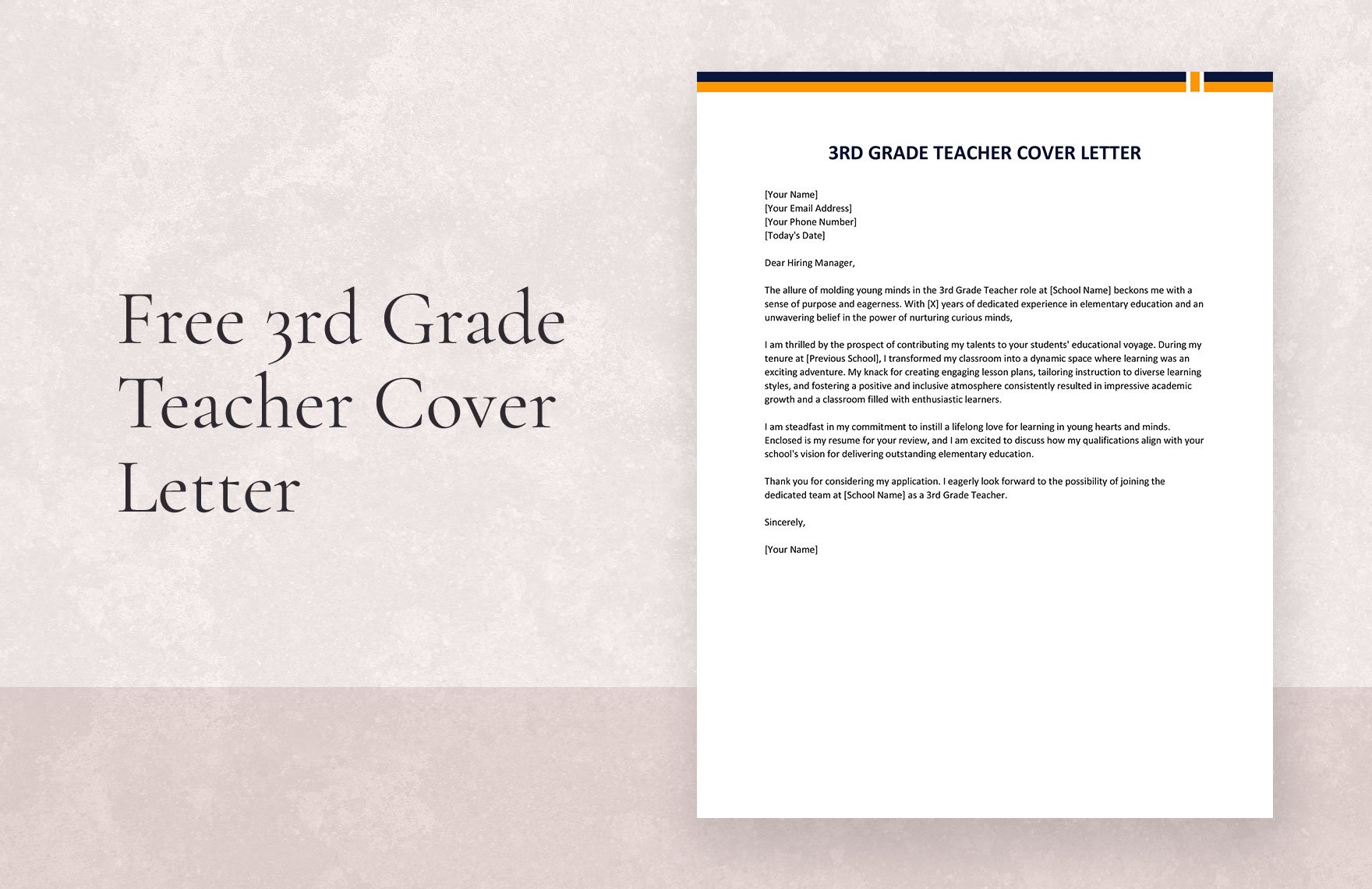 3rd Grade Teacher Cover Letter