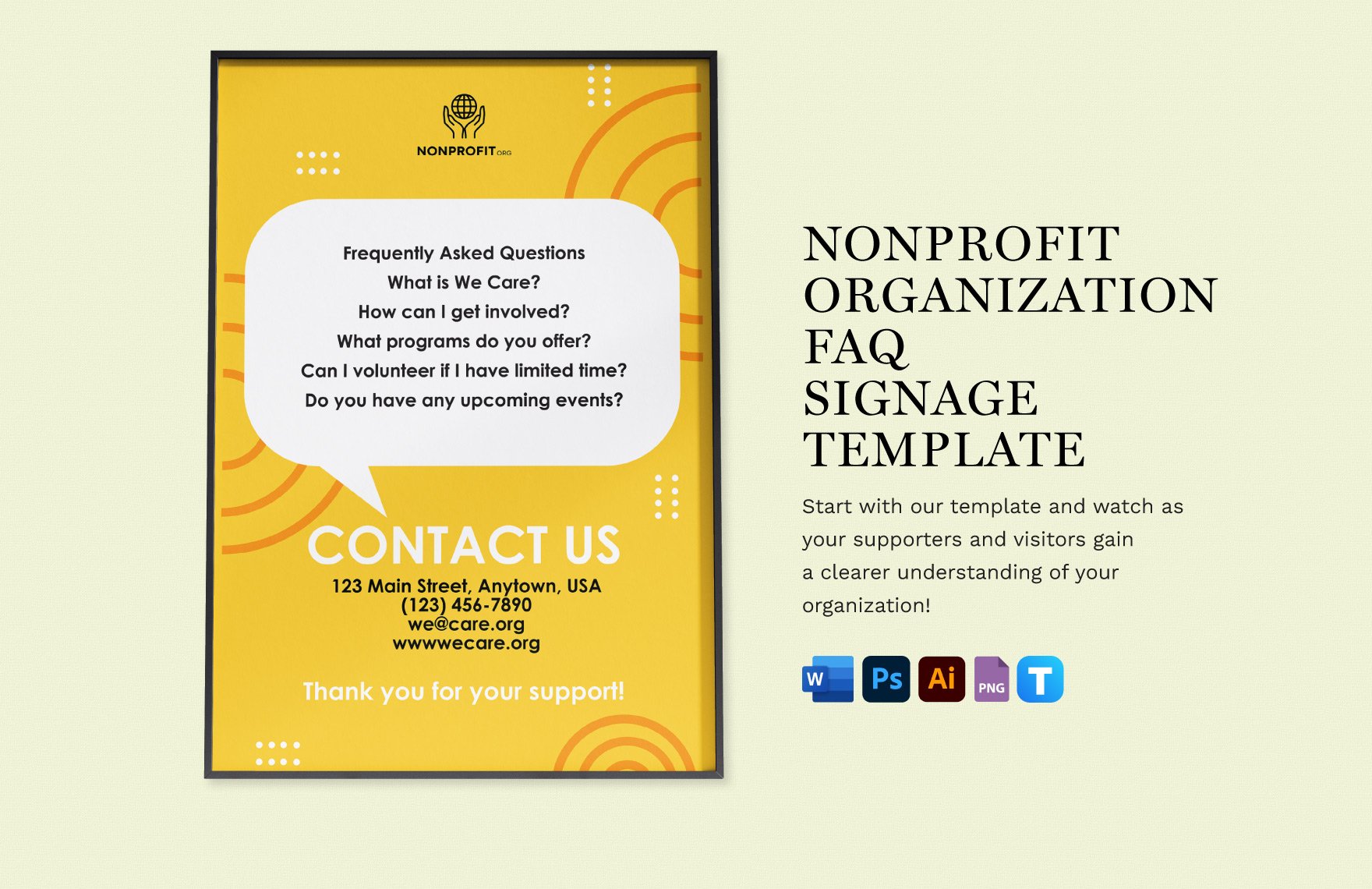 Nonprofit Organization FAQ Signage Template