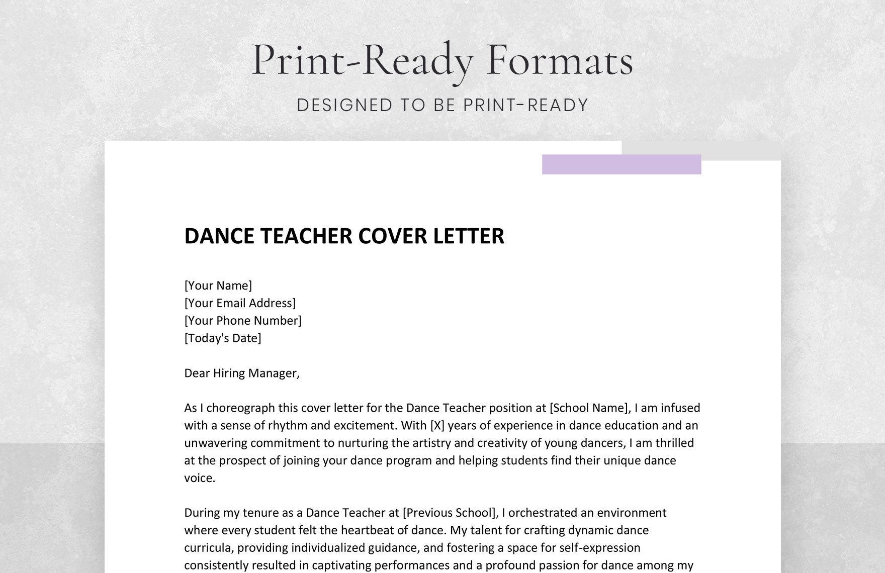 Dance Teacher Cover Letter