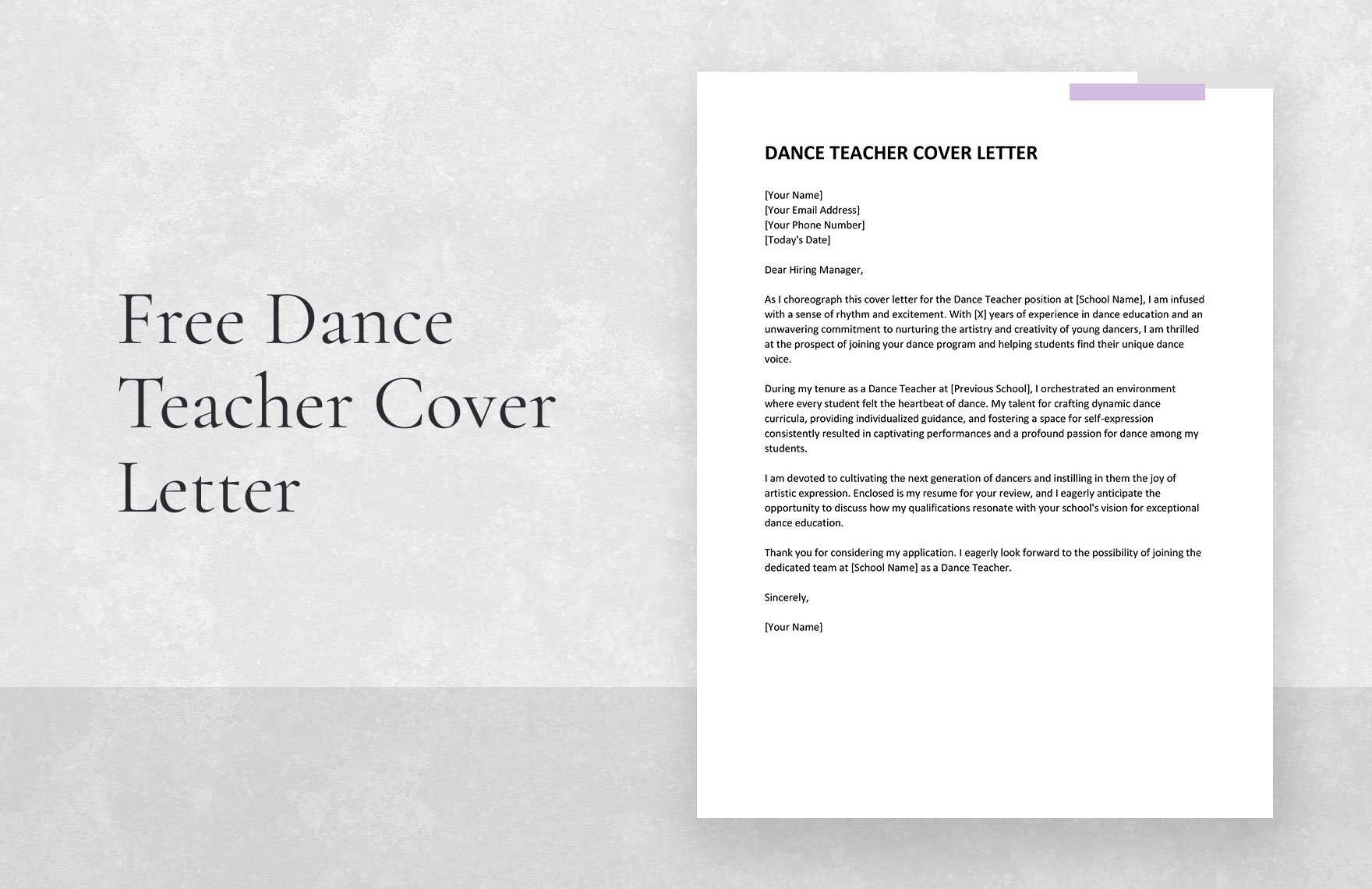 Dance Teacher Cover Letter