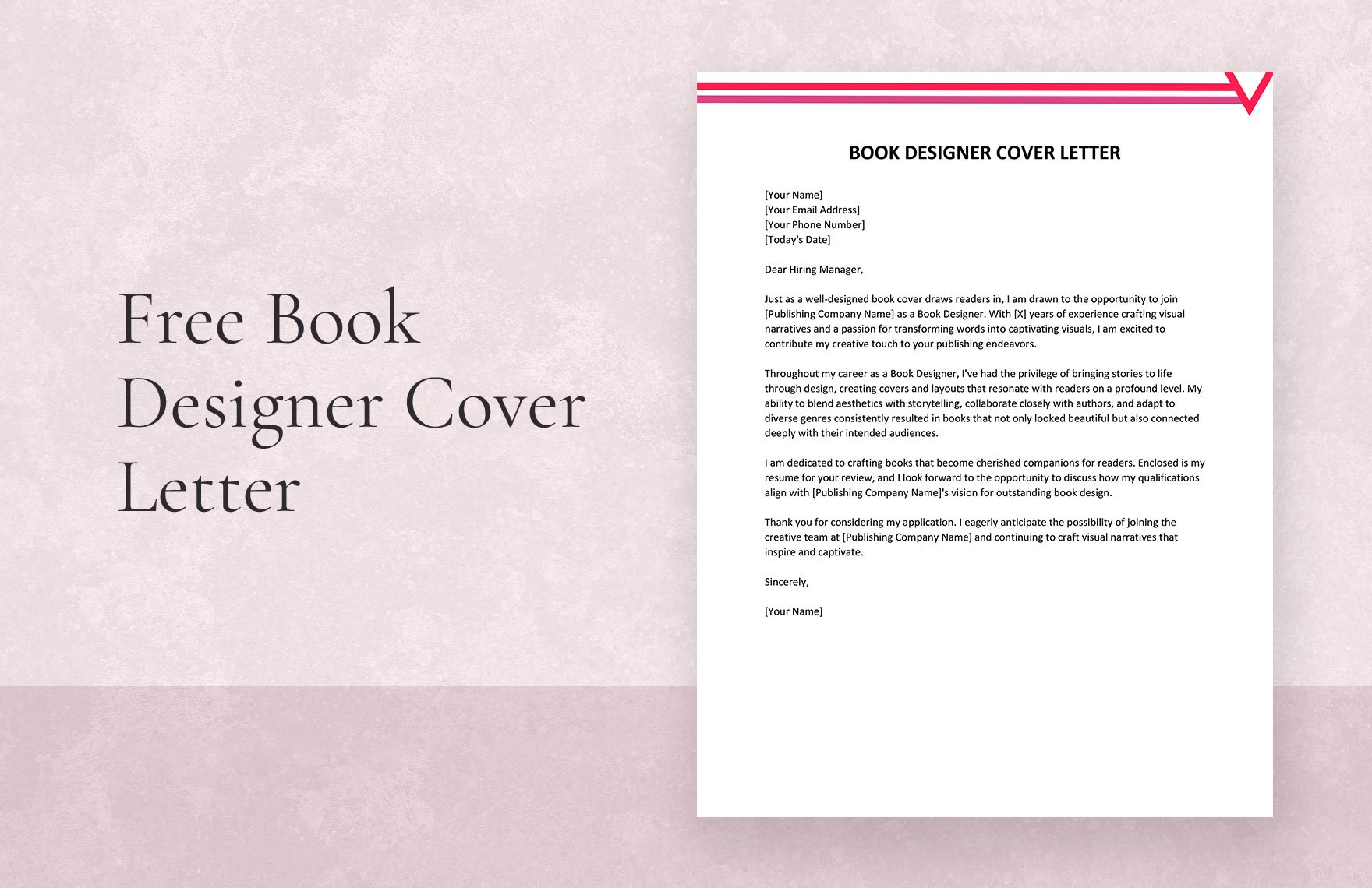 Book Designer Cover Letter