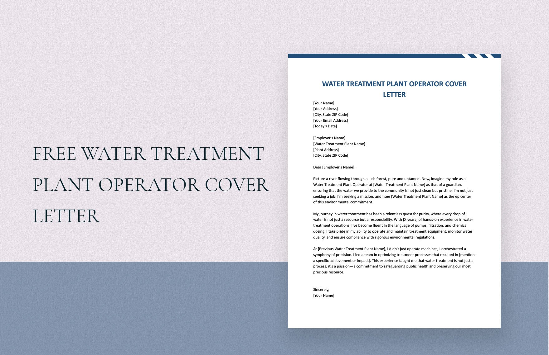 Water Treatment Plant Operator Cover Letter