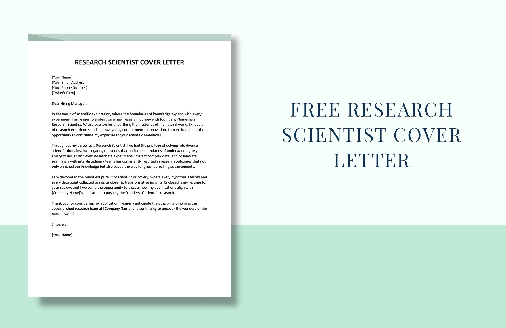 Research Scientist Cover Letter