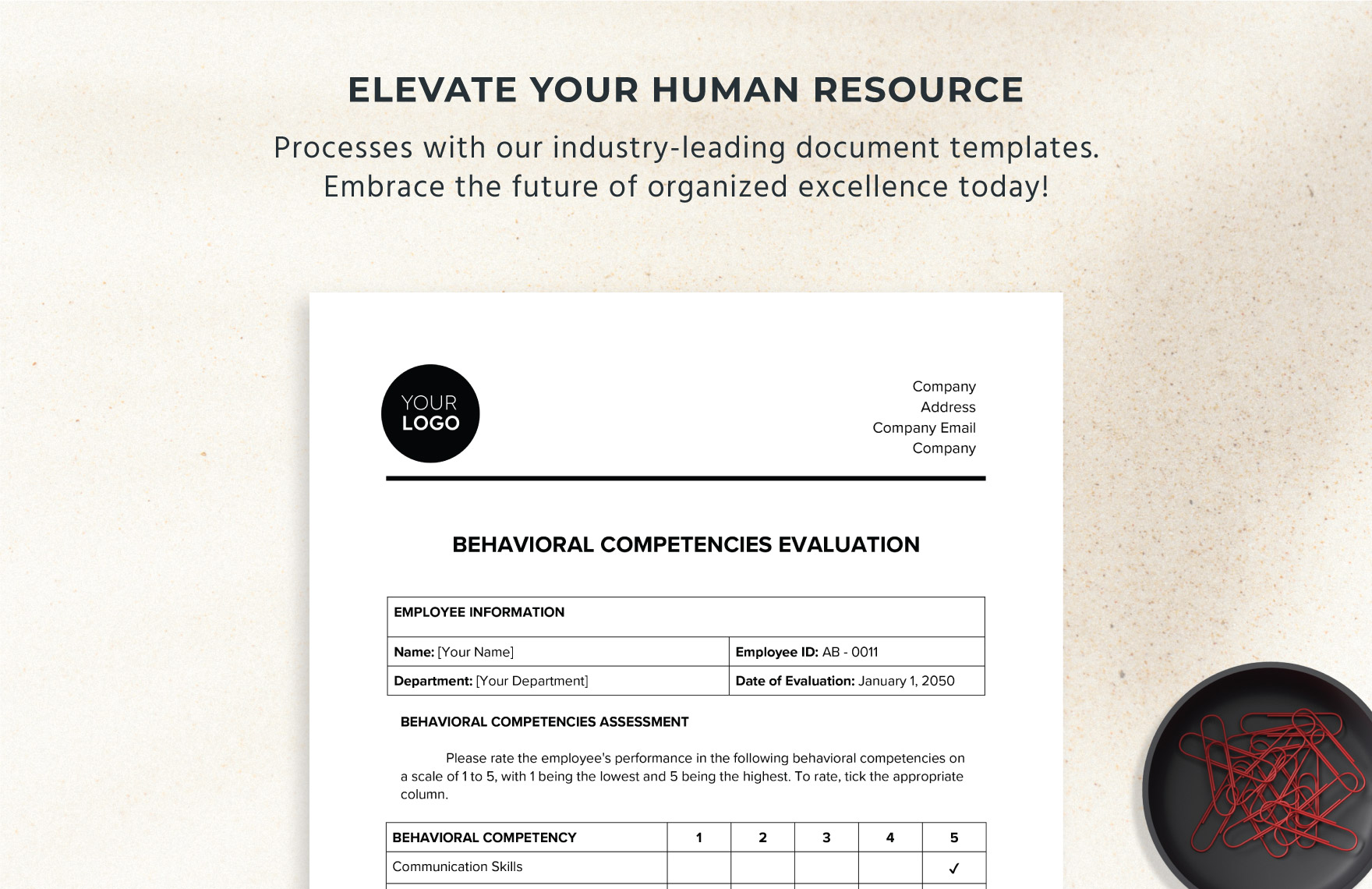 Behavioral Competencies Evaluation HR Template